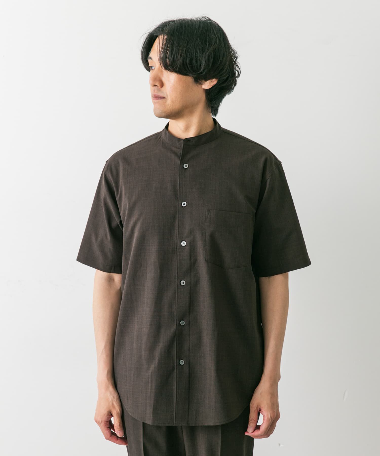 URBAN RESEARCH DOORS「『一部WEB限定』『UR TECH DRYLUXE』バンドカラーシャツ」|シャツ・ブラウス|