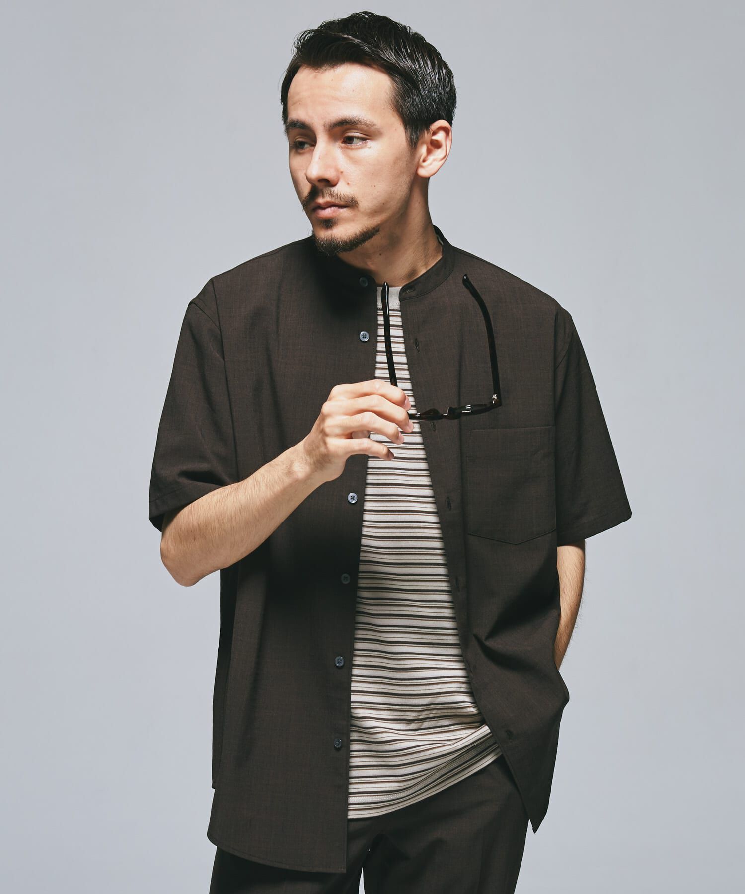 URBAN RESEARCH DOORS「『一部WEB限定』『UR TECH DRYLUXE』バンドカラーシャツ」|シャツ・ブラウス|