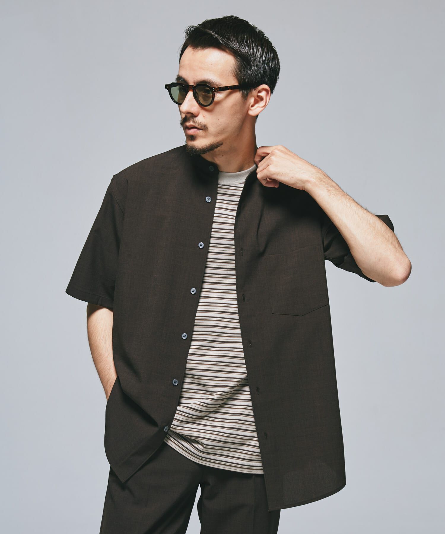 URBAN RESEARCH DOORS「『一部WEB限定』『UR TECH DRYLUXE』バンドカラーシャツ」|シャツ・ブラウス|