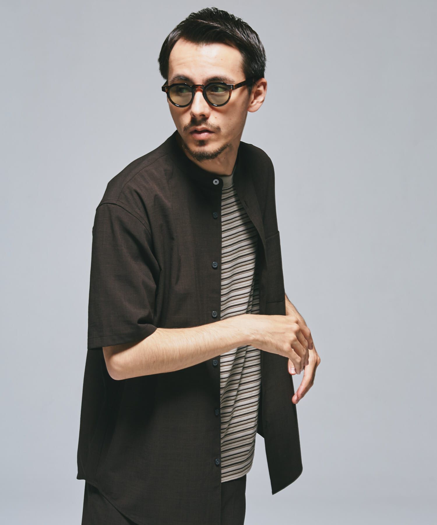 URBAN RESEARCH DOORS「『一部WEB限定』『UR TECH DRYLUXE』バンドカラーシャツ」|シャツ・ブラウス|