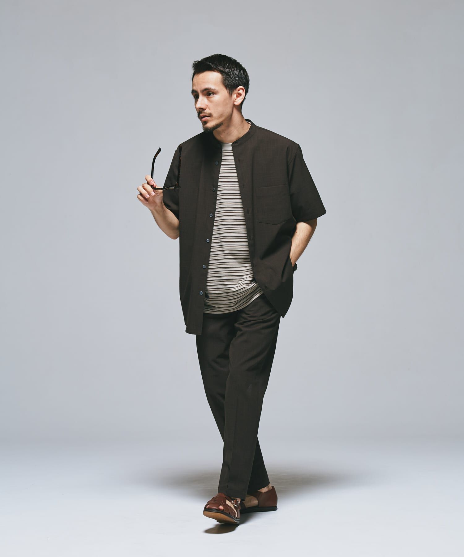 URBAN RESEARCH DOORS「『一部WEB限定』『UR TECH DRYLUXE』バンドカラーシャツ」|シャツ・ブラウス|