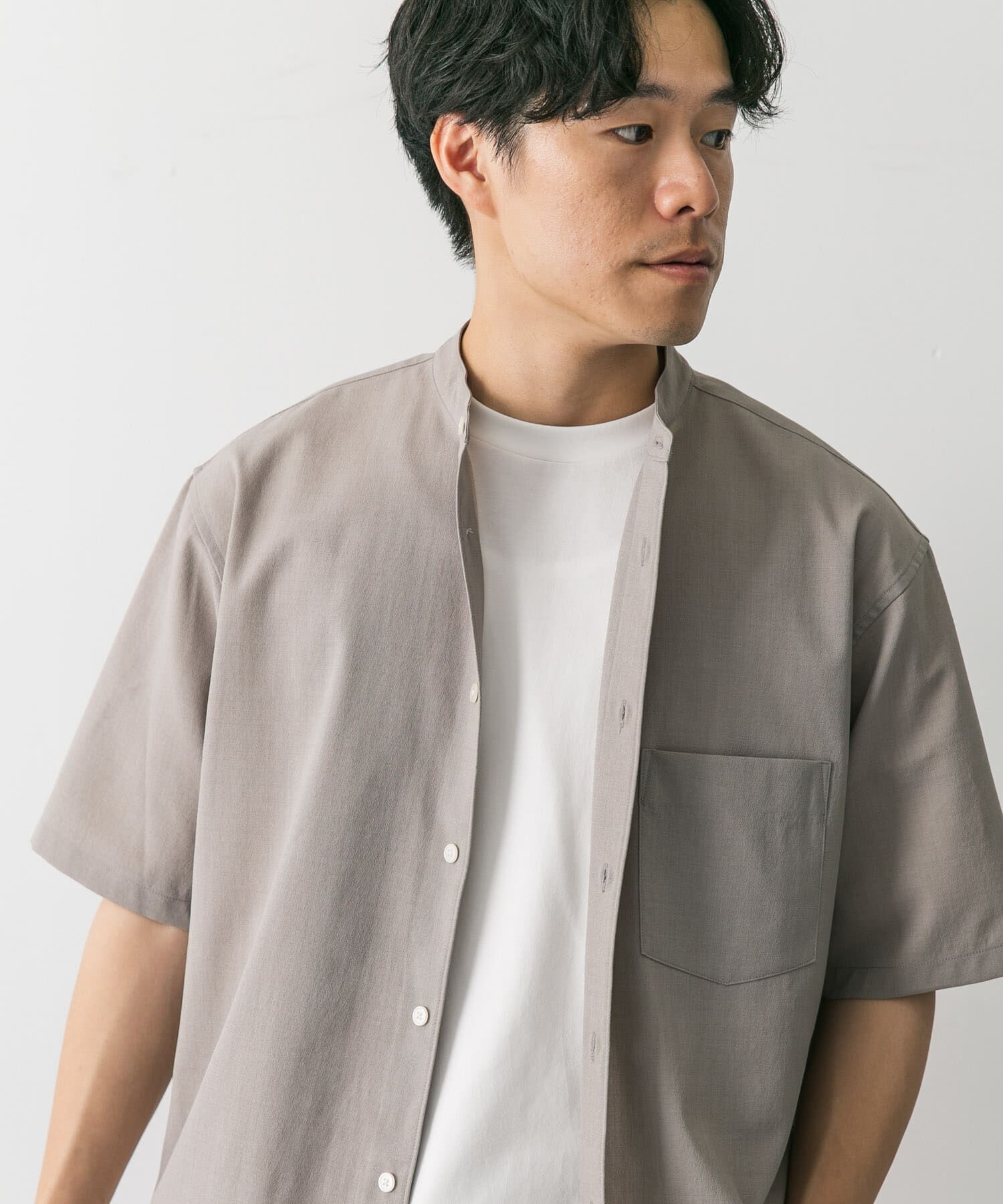 URBAN RESEARCH DOORS「『一部WEB限定』『UR TECH DRYLUXE』バンドカラーシャツ」|シャツ・ブラウス|