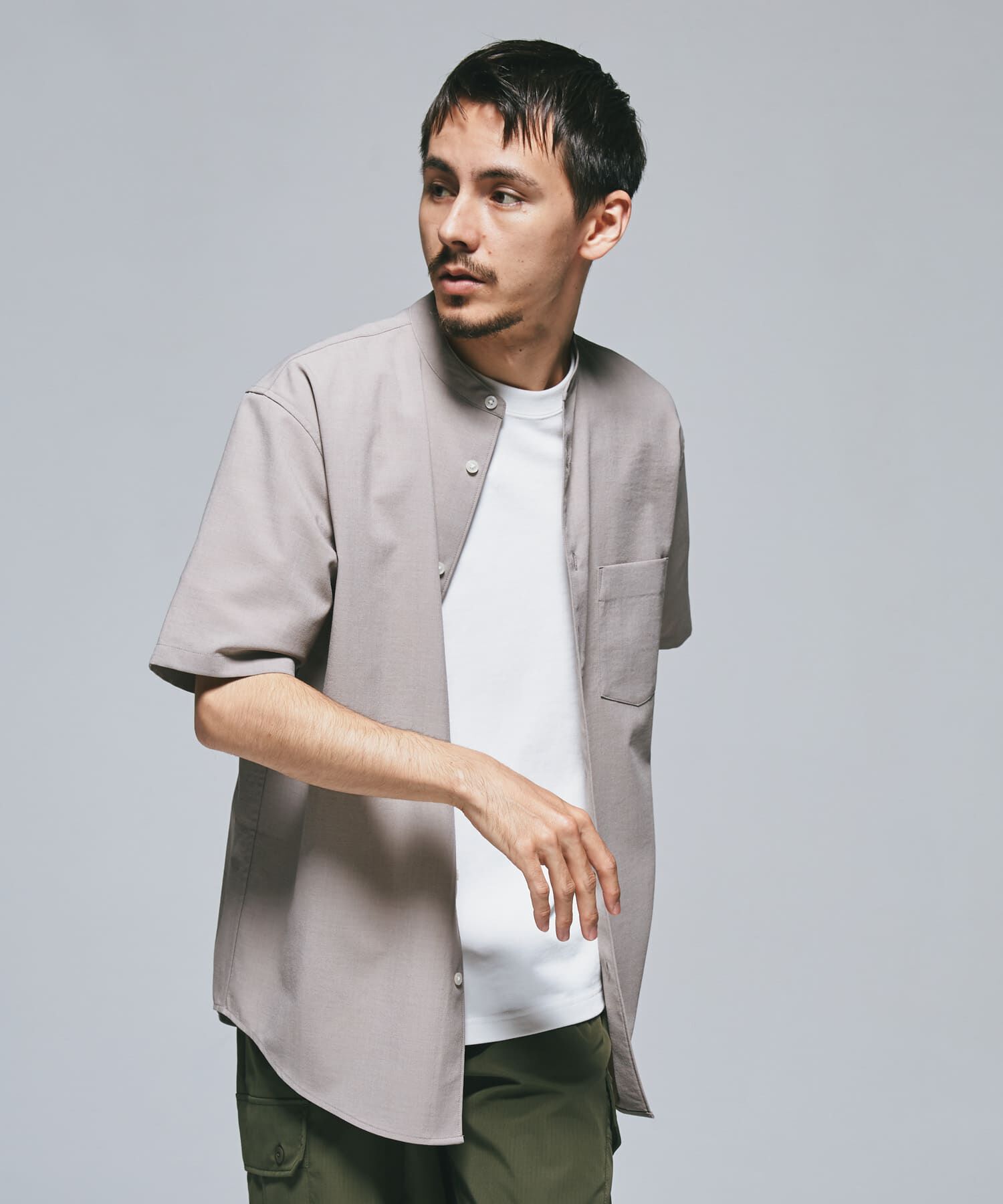 URBAN RESEARCH DOORS「『一部WEB限定』『UR TECH DRYLUXE』バンドカラーシャツ」|シャツ・ブラウス|