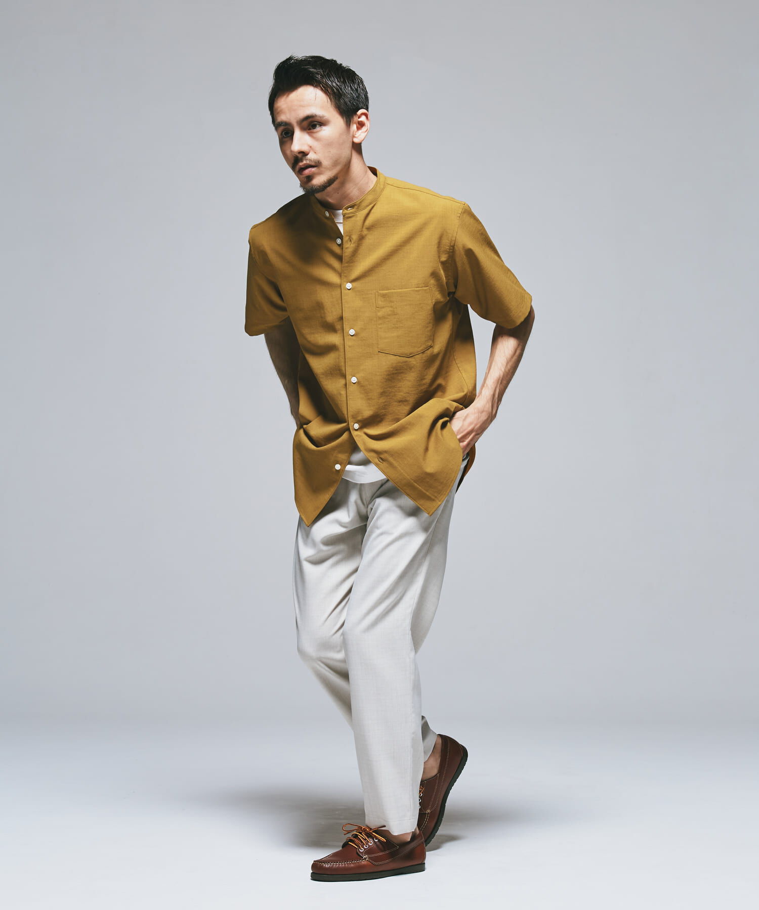 URBAN RESEARCH DOORS「『一部WEB限定』『UR TECH DRYLUXE』バンドカラーシャツ」|シャツ・ブラウス|