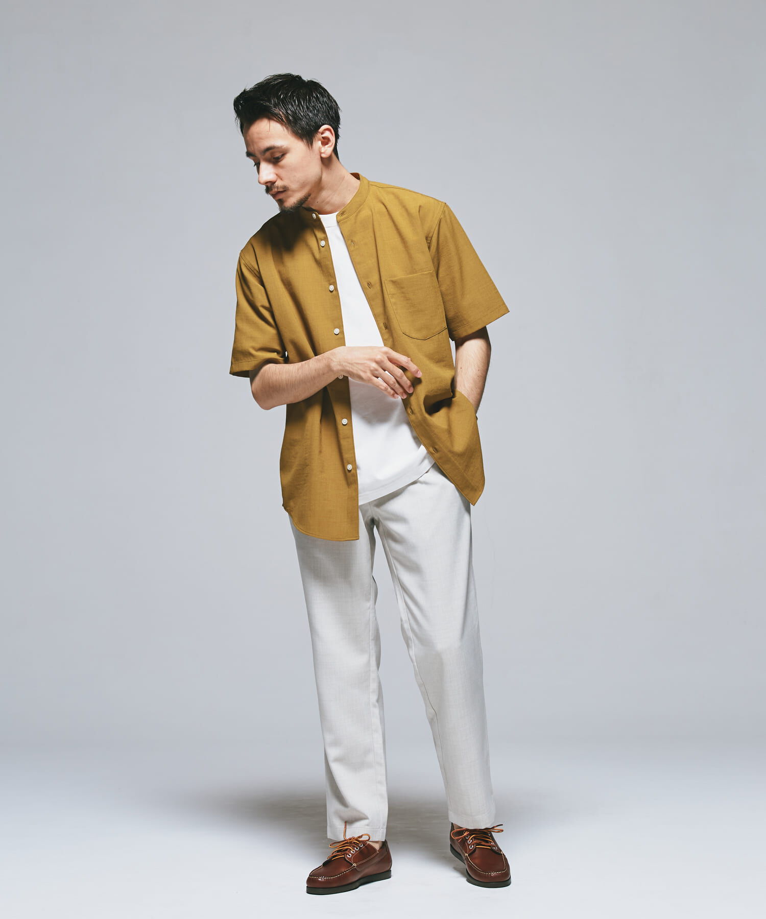 URBAN RESEARCH DOORS「『一部WEB限定』『UR TECH DRYLUXE』バンドカラーシャツ」|シャツ・ブラウス|