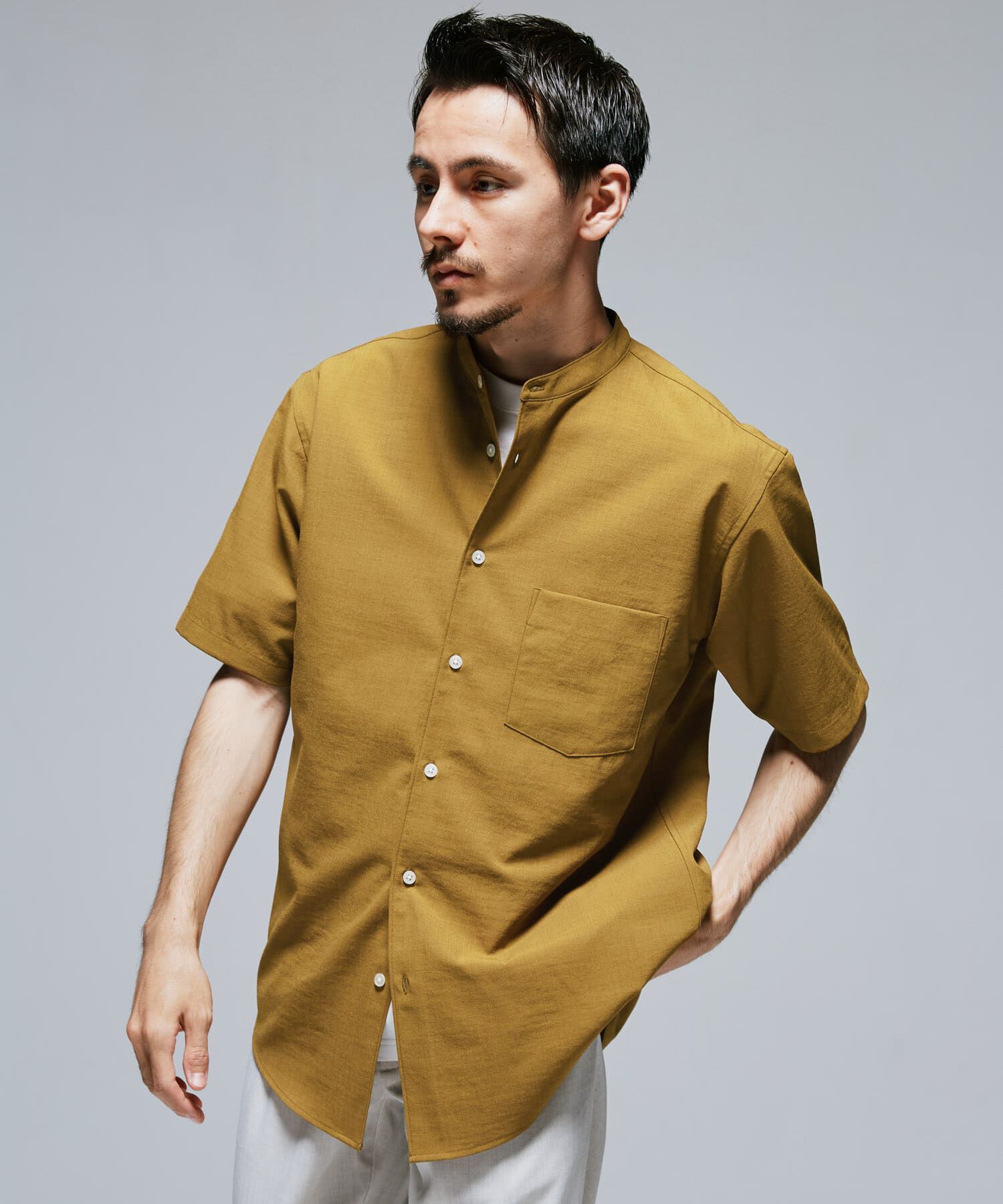 URBAN RESEARCH DOORS「『一部WEB限定』『UR TECH DRYLUXE』バンドカラーシャツ」|シャツ・ブラウス|