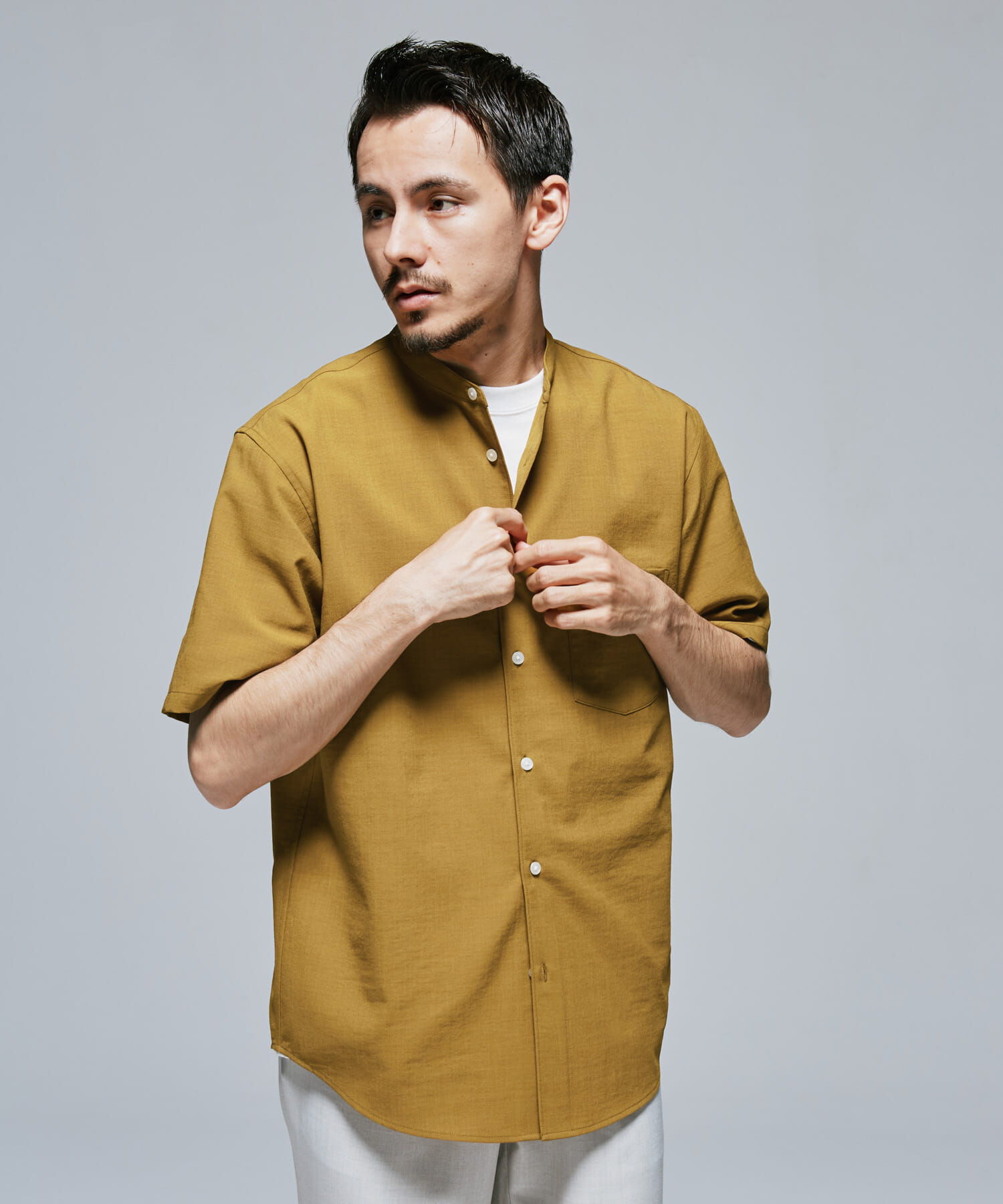 URBAN RESEARCH DOORS「『一部WEB限定』『UR TECH DRYLUXE』バンドカラーシャツ」|シャツ・ブラウス|