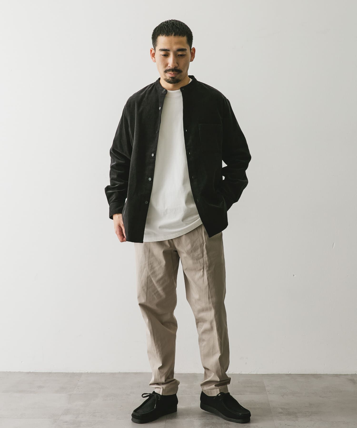 URBAN RESEARCH DOORS「『UR TECH』コーデュロイバンドカラーシャツ」|シャツ・ブラウス|