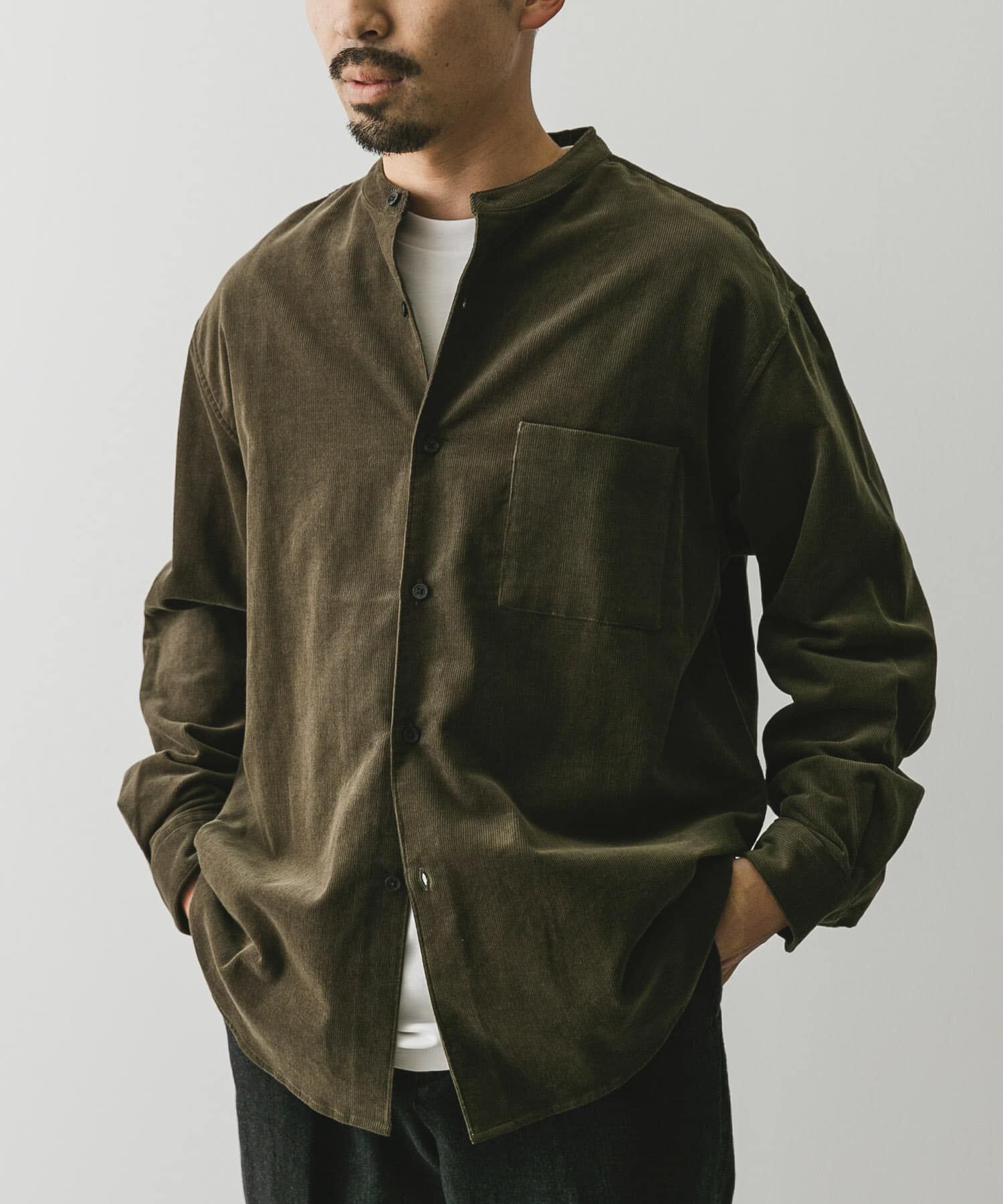 URBAN RESEARCH DOORS「『UR TECH』コーデュロイバンドカラーシャツ」|シャツ・ブラウス|