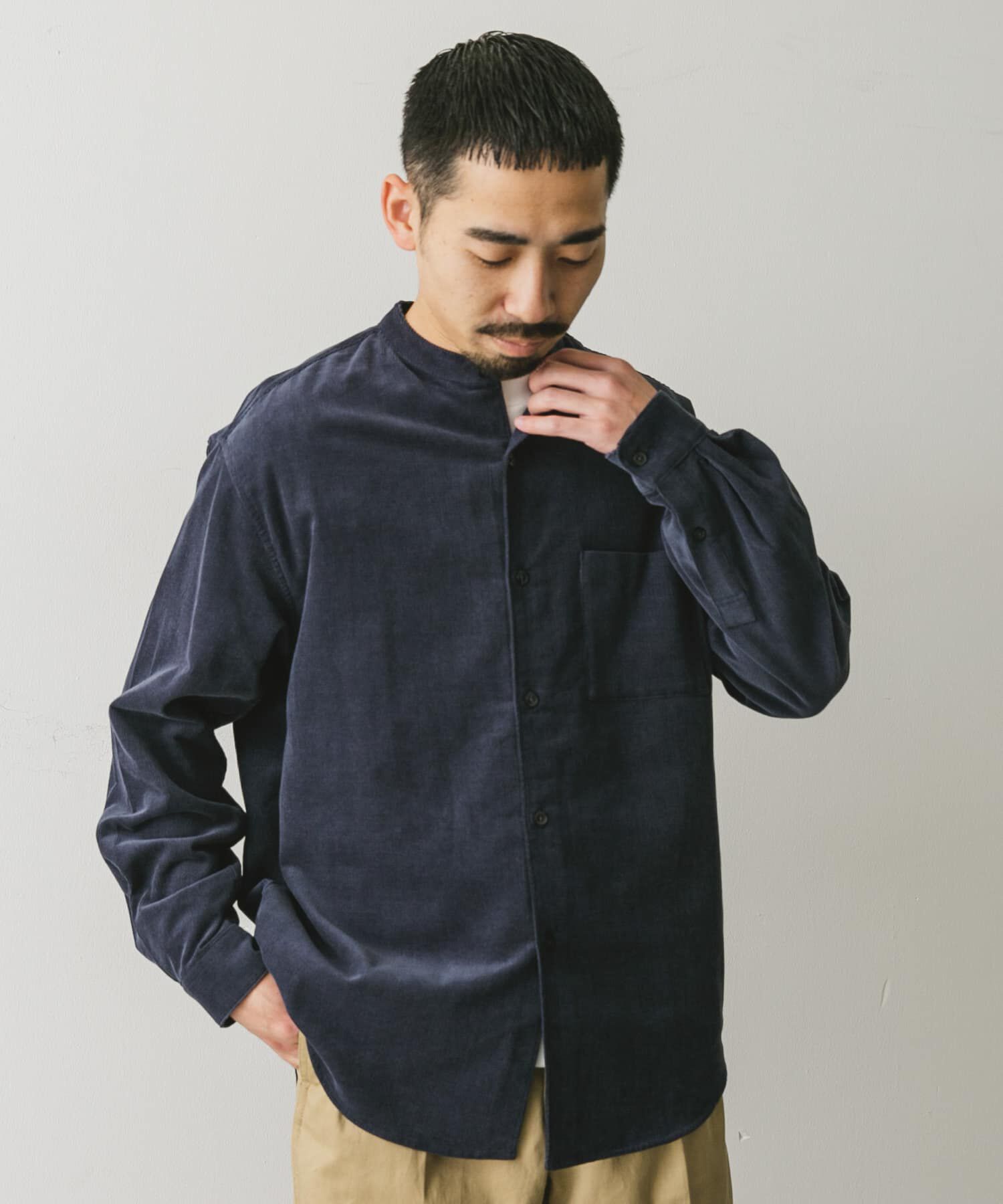 URBAN RESEARCH DOORS「『UR TECH』コーデュロイバンドカラーシャツ」|シャツ・ブラウス|