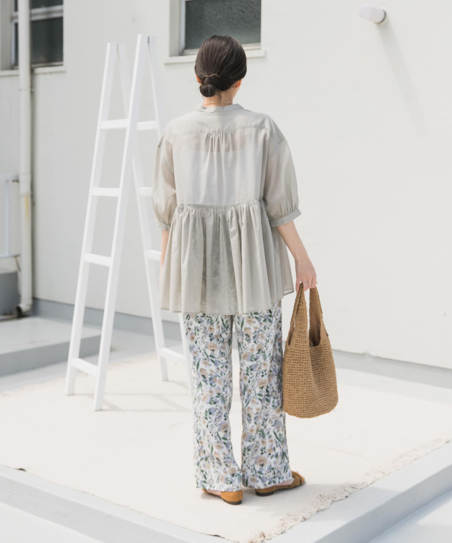 URBAN RESEARCH DOORS「『UR TECH』ボイルサイドギャザーブラウス」|シャツ・ブラウス|