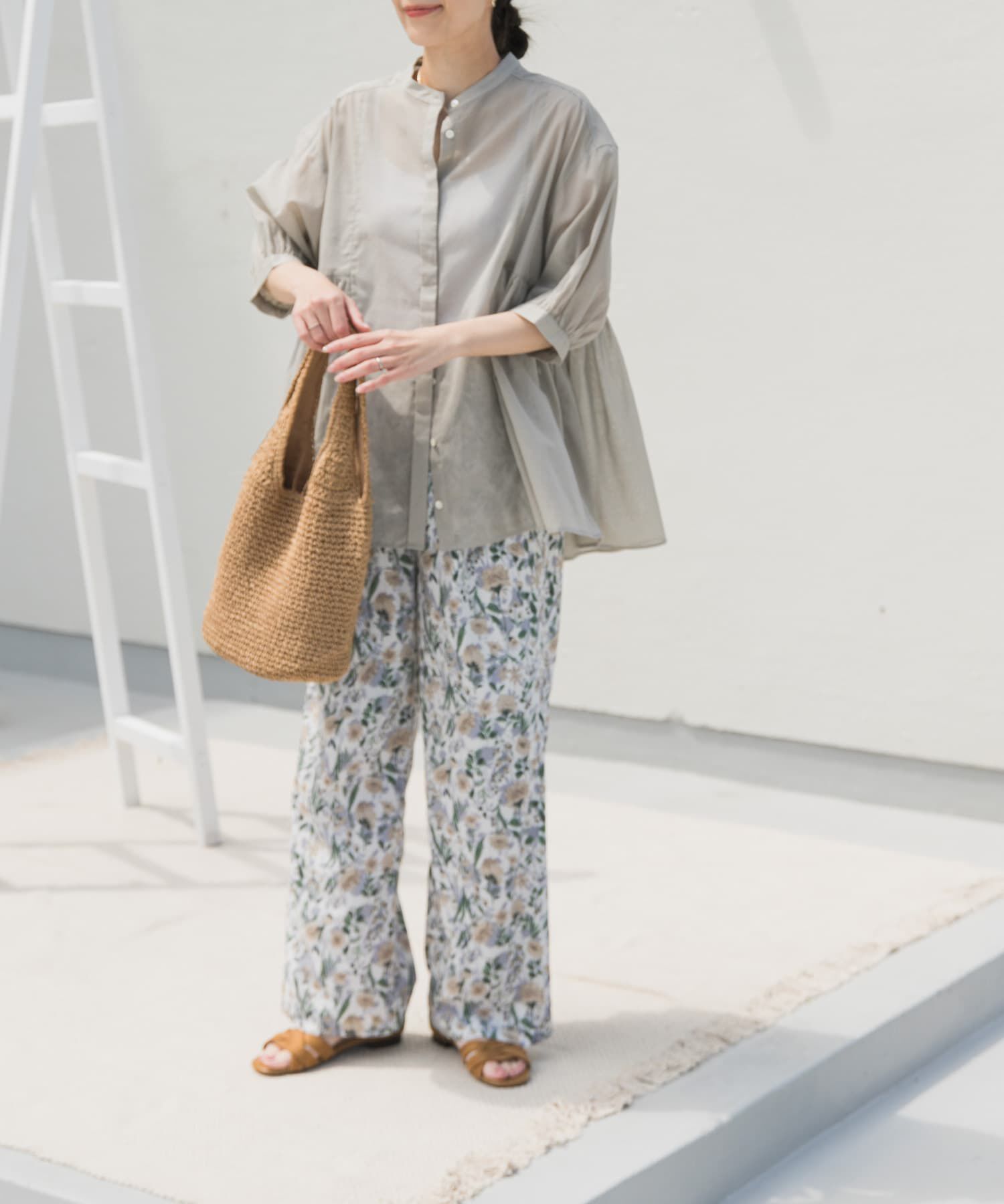 URBAN RESEARCH DOORS「『UR TECH』ボイルサイドギャザーブラウス」|シャツ・ブラウス|