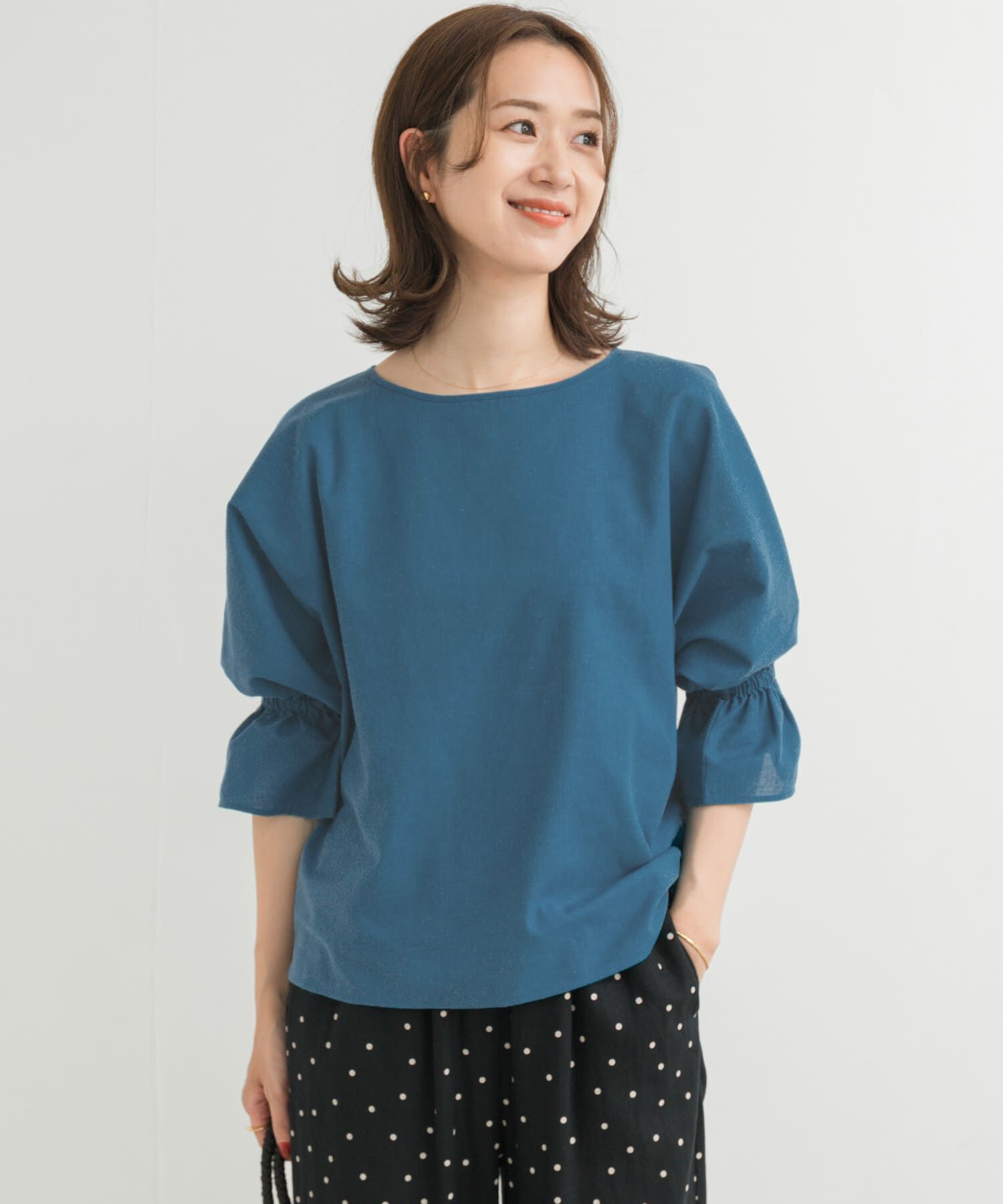 URBAN RESEARCH DOORS「『WEB/一部店舗限定ｻｲｽﾞ』『UR TECH 高機能ﾘﾈﾝ』ｷｬﾝﾃﾞｨｰｽﾘ 」|シャツ・ブラウス|ブルー