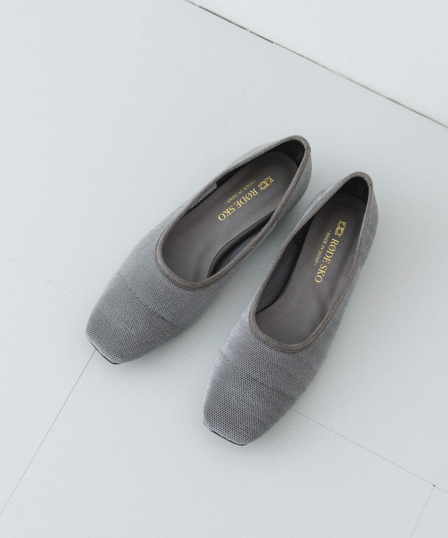 RODE SKO「『MADE IN JAPAN』スクエアベロアメッシュフラット」|バレエシューズ|
