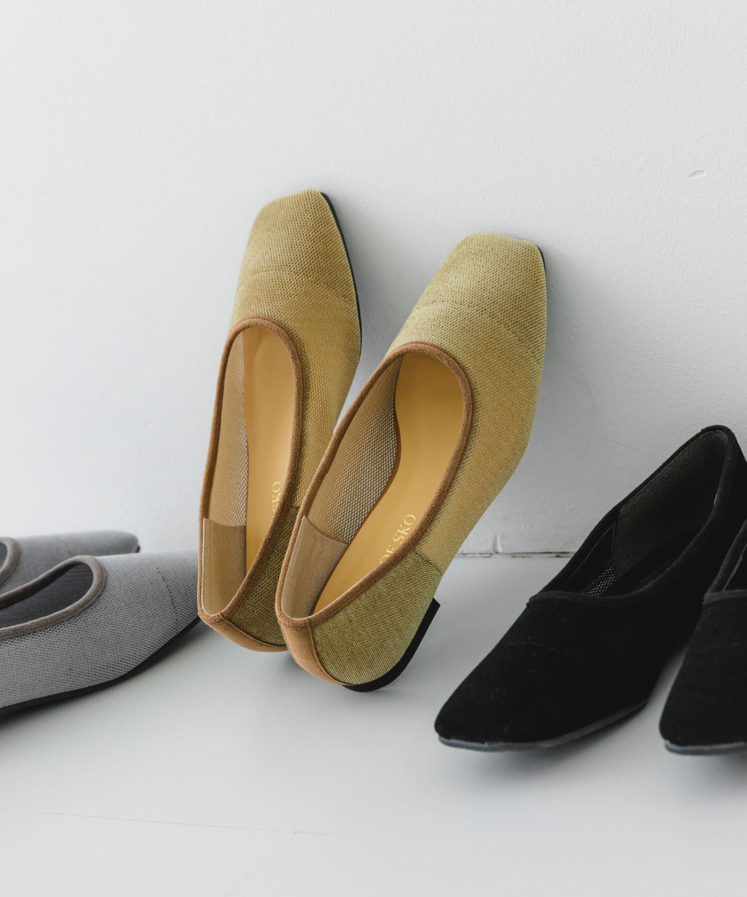 RODE SKO「『MADE IN JAPAN』スクエアベロアメッシュフラット」|バレエシューズ|
