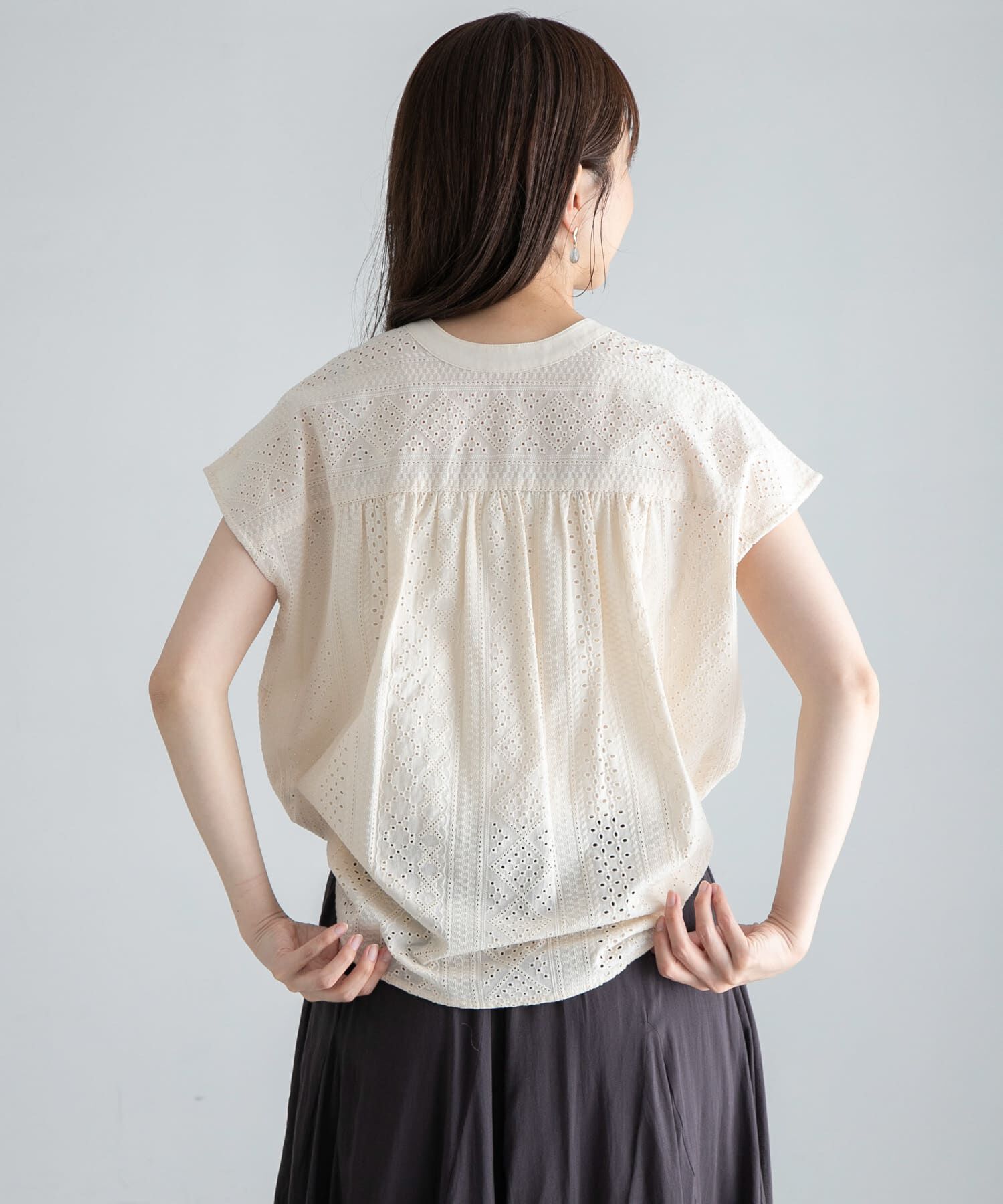 Sonny Label 「『WEB限定』バンドカラーコットンレースシャツ」|シャツ・ブラウス|