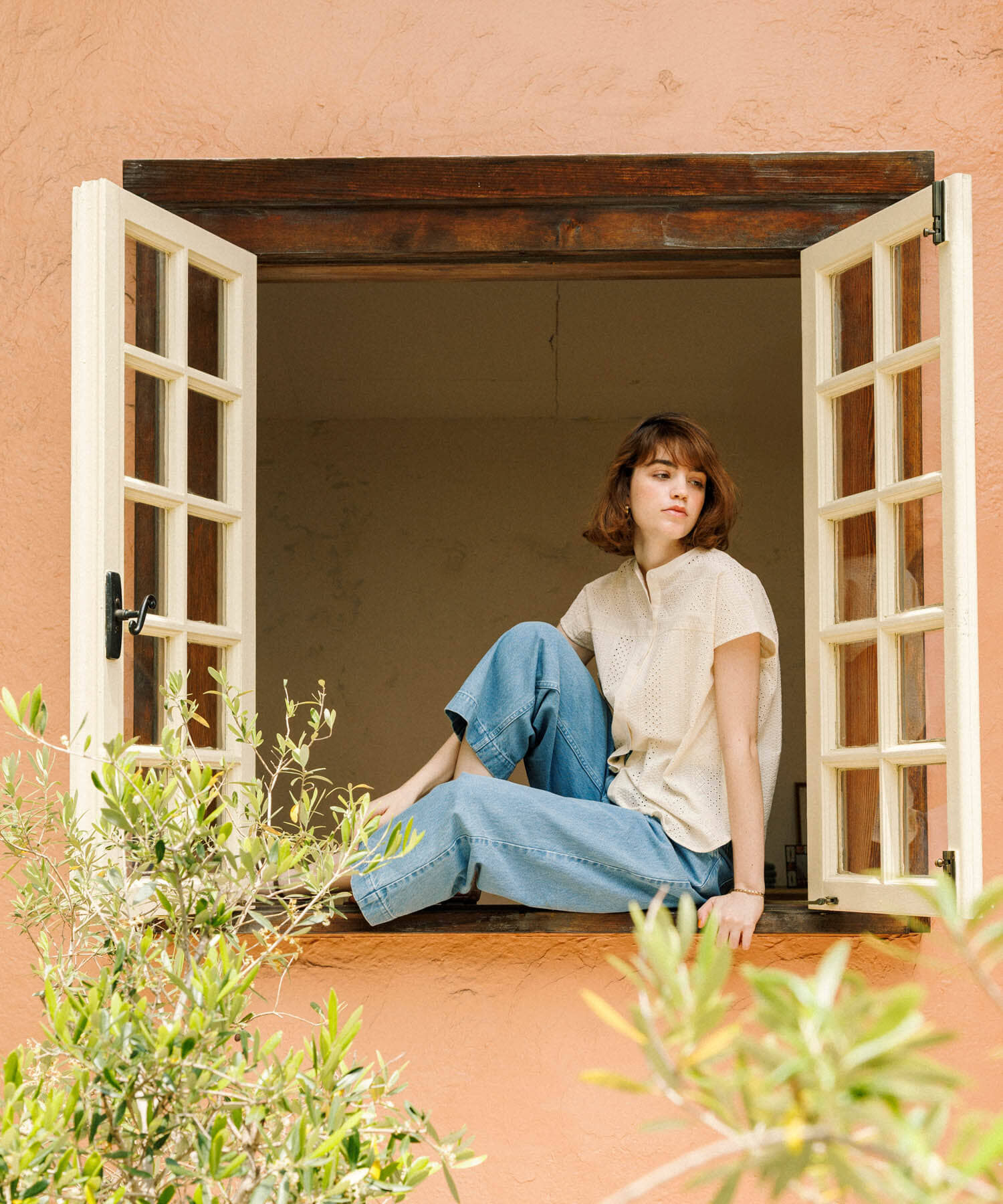 Sonny Label 「『WEB限定』バンドカラーコットンレースシャツ」|シャツ・ブラウス|