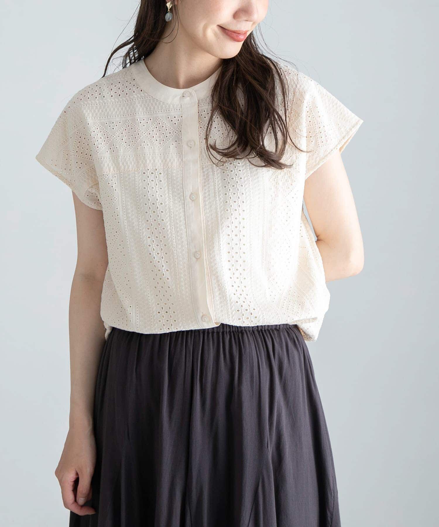 Sonny Label 「『WEB限定』バンドカラーコットンレースシャツ」|シャツ・ブラウス|