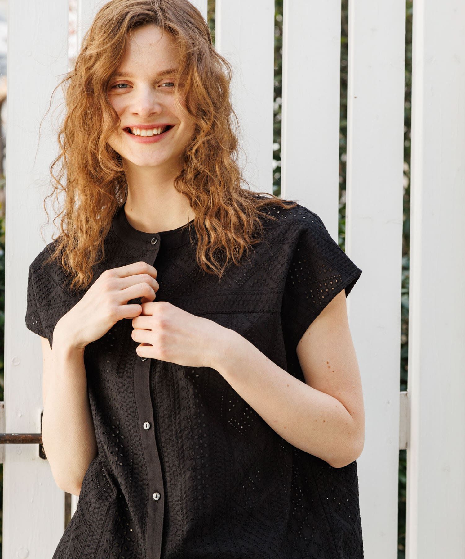 Sonny Label 「『WEB限定』バンドカラーコットンレースシャツ」|シャツ・ブラウス|