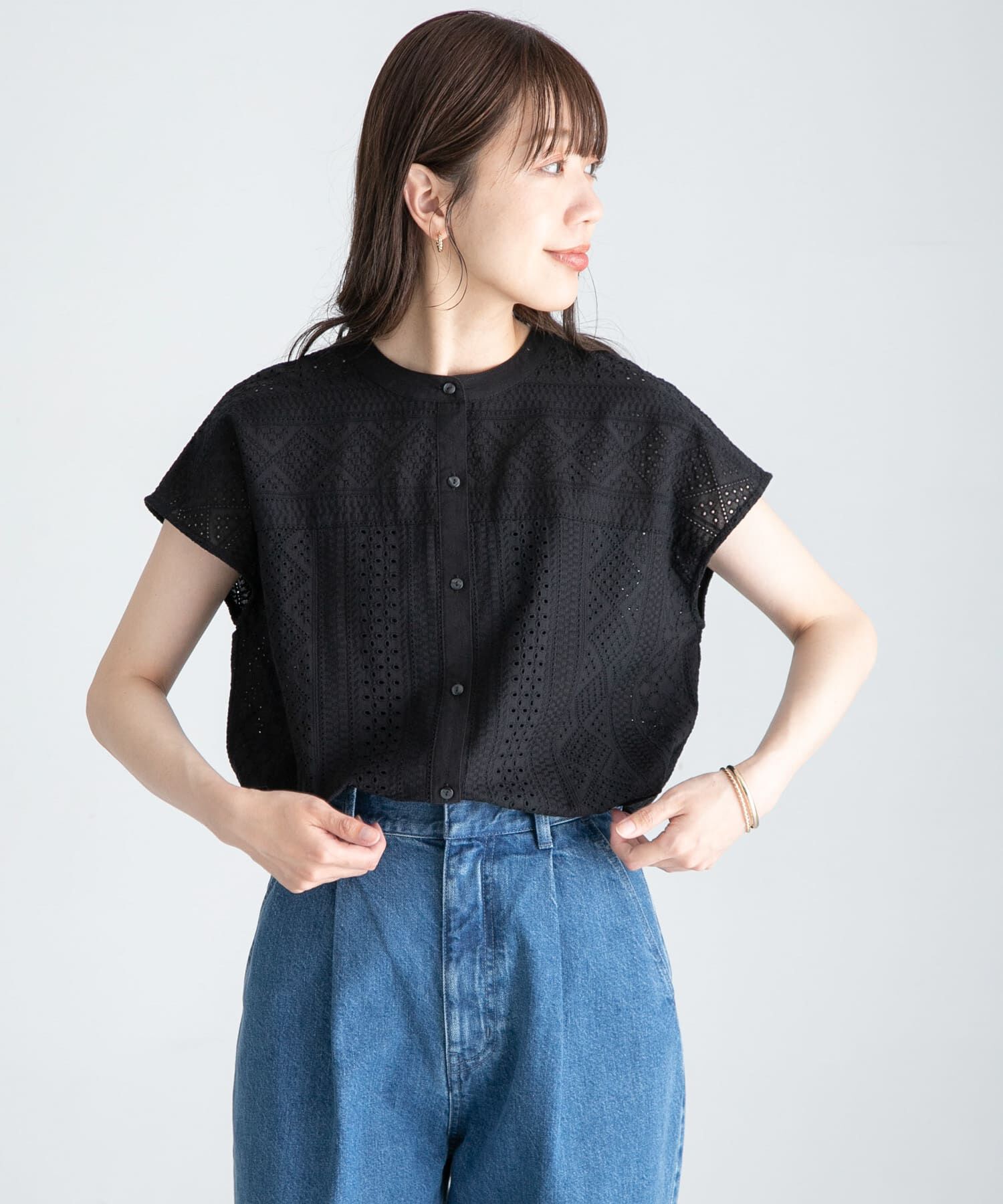 Sonny Label 「『WEB限定』バンドカラーコットンレースシャツ」|シャツ・ブラウス|