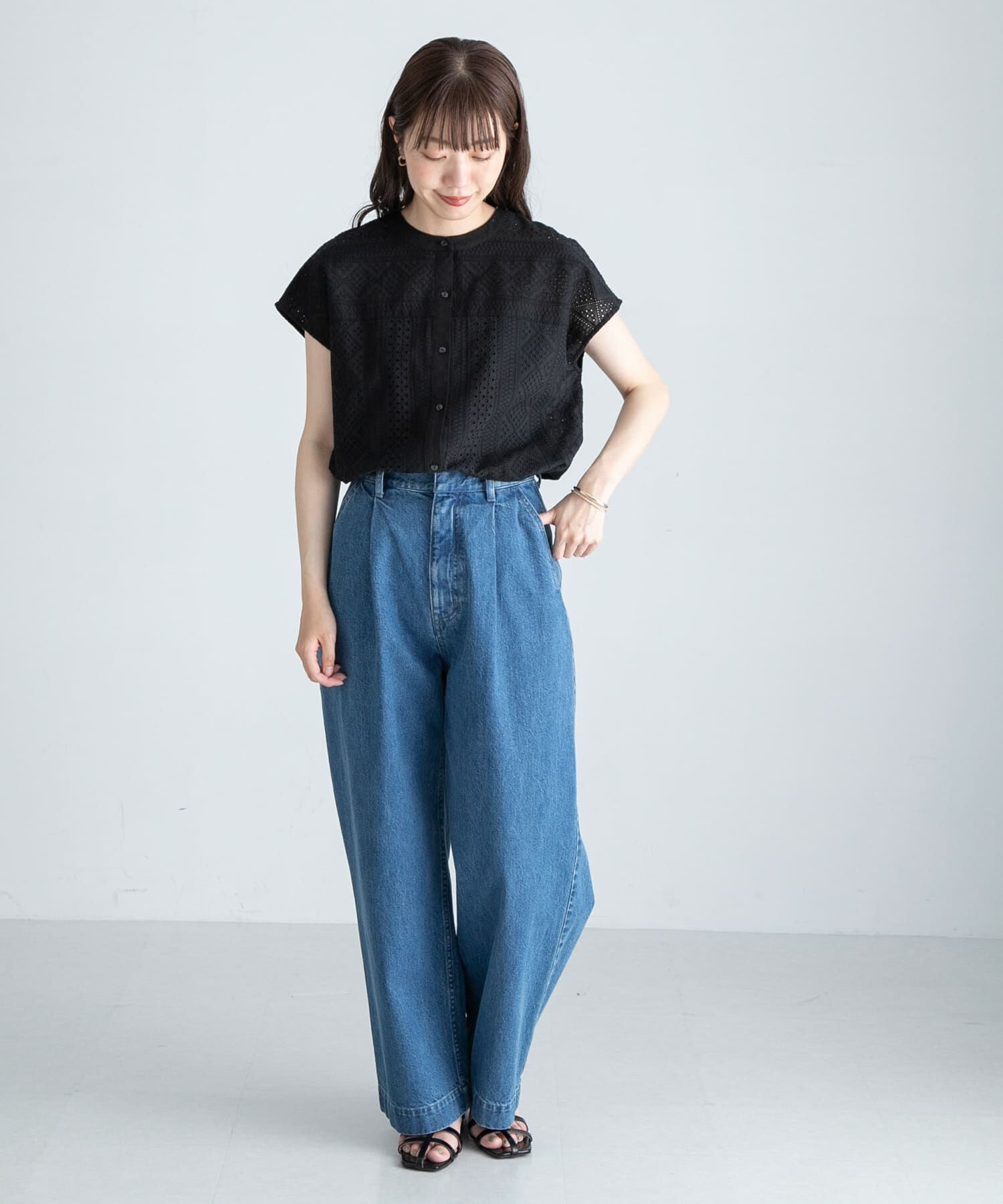Sonny Label 「『WEB限定』バンドカラーコットンレースシャツ」|シャツ・ブラウス|