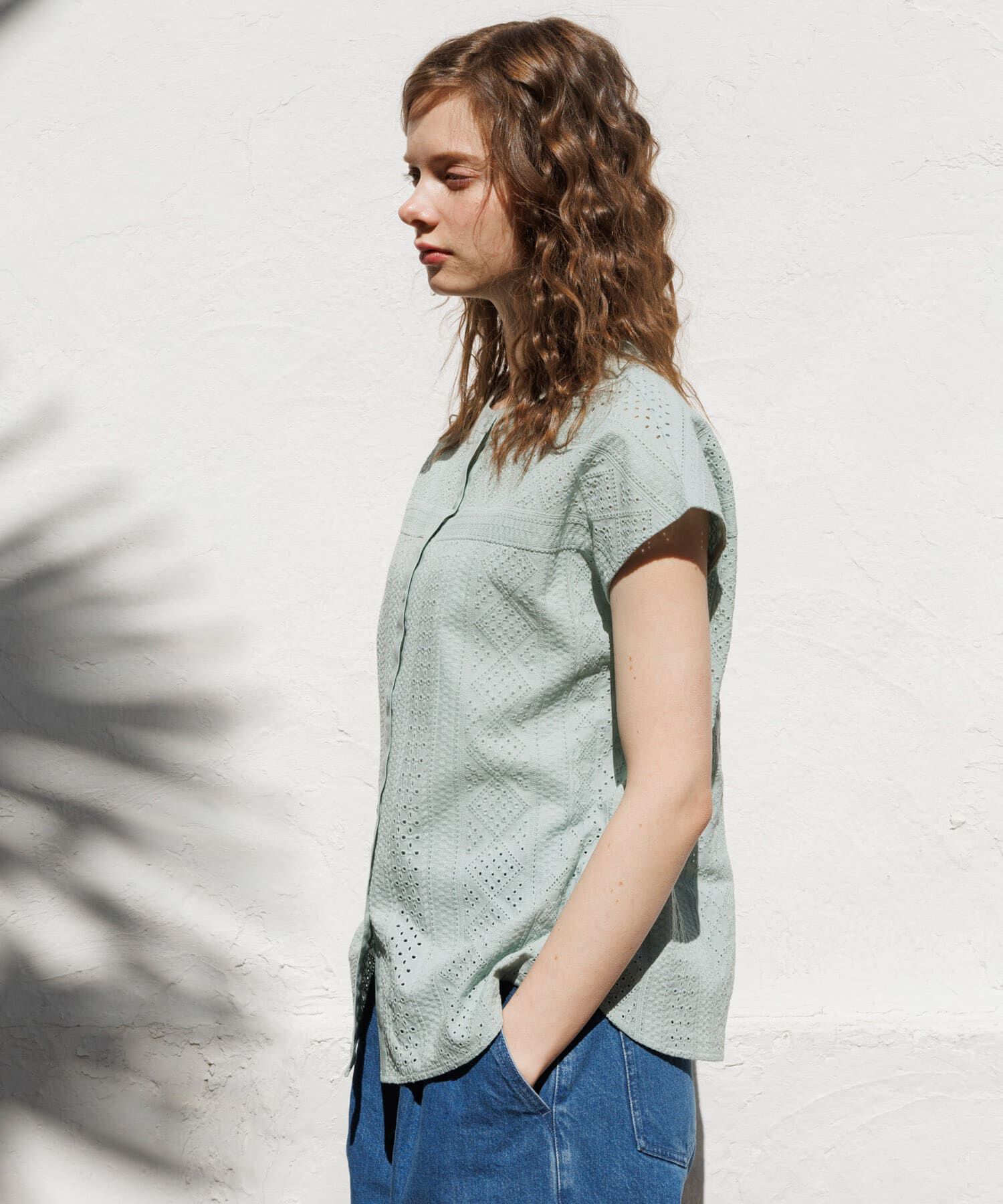 Sonny Label 「『WEB限定』バンドカラーコットンレースシャツ」|シャツ・ブラウス|