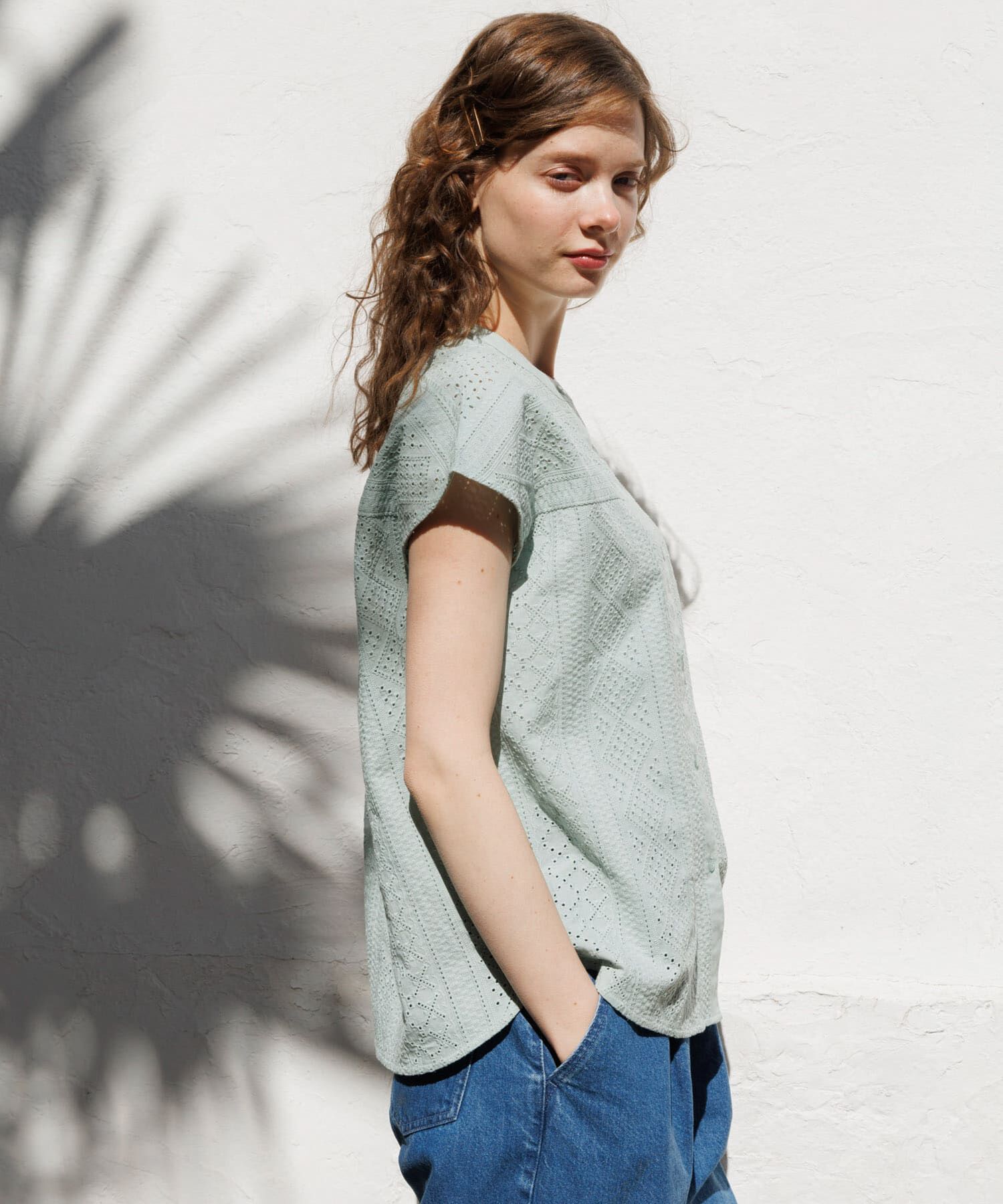 Sonny Label 「『WEB限定』バンドカラーコットンレースシャツ」|シャツ・ブラウス|