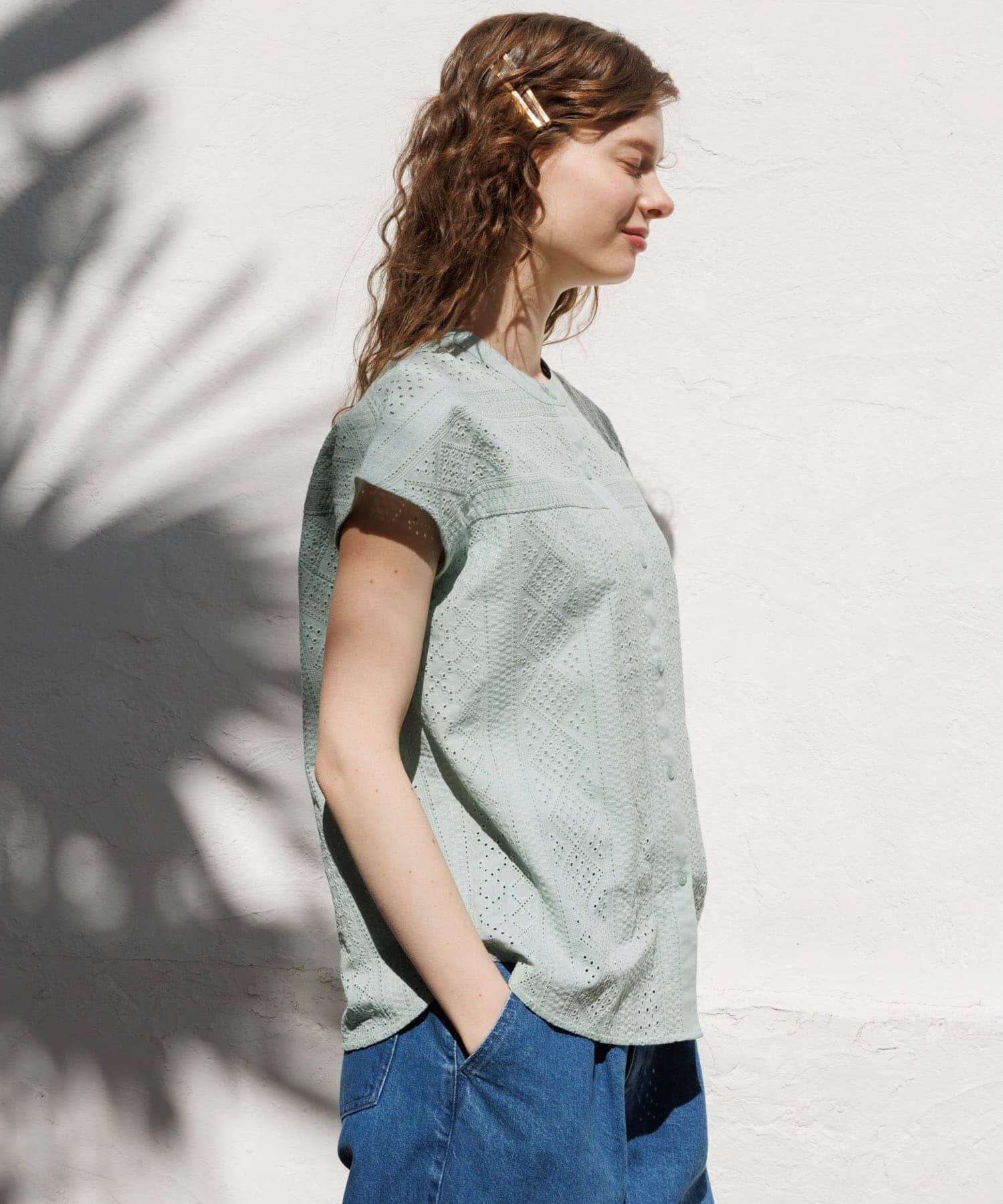 Sonny Label 「『WEB限定』バンドカラーコットンレースシャツ」|シャツ・ブラウス|