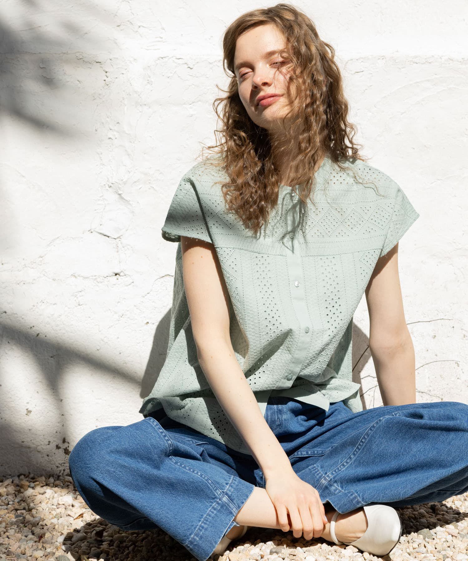 Sonny Label 「『WEB限定』バンドカラーコットンレースシャツ」|シャツ・ブラウス|