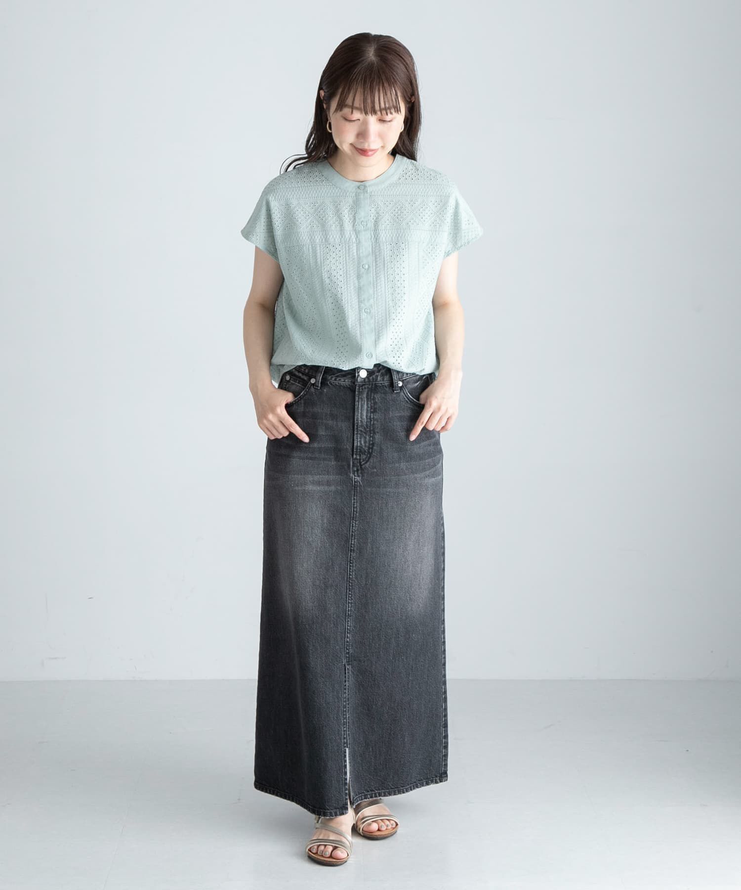 Sonny Label 「『WEB限定』バンドカラーコットンレースシャツ」|シャツ・ブラウス|