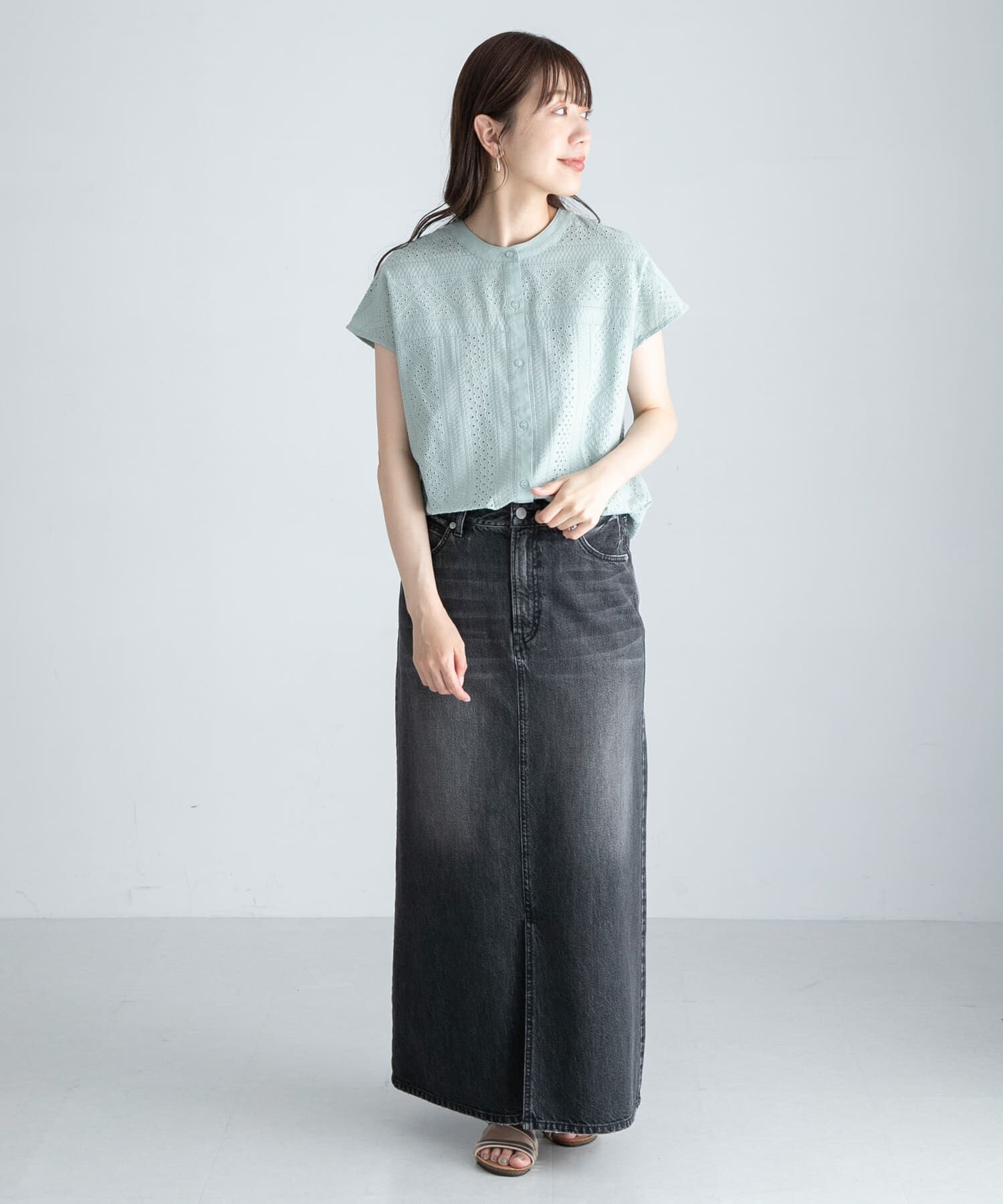 Sonny Label 「『WEB限定』バンドカラーコットンレースシャツ」|シャツ・ブラウス|