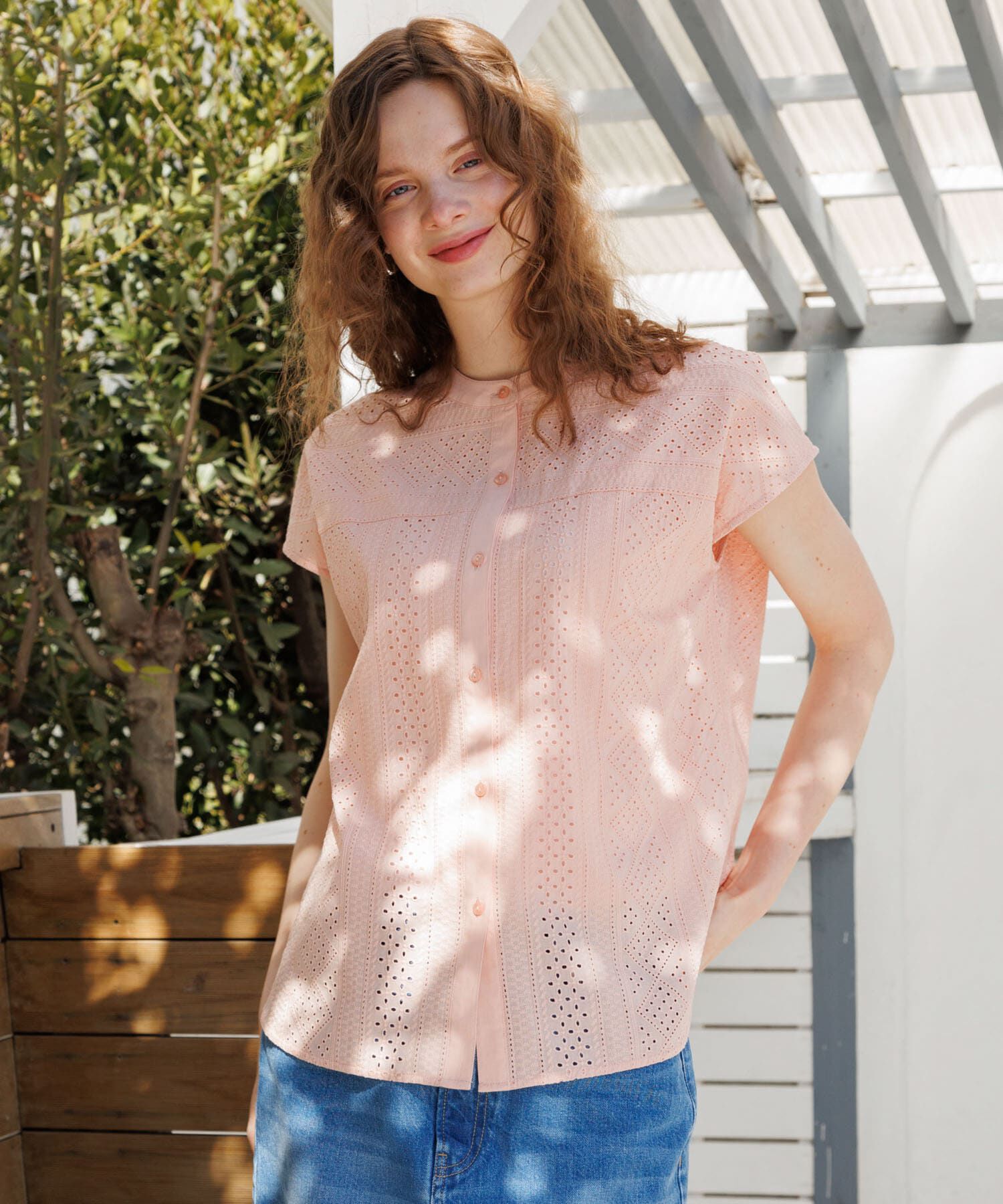 Sonny Label 「『WEB限定』バンドカラーコットンレースシャツ」|シャツ・ブラウス|