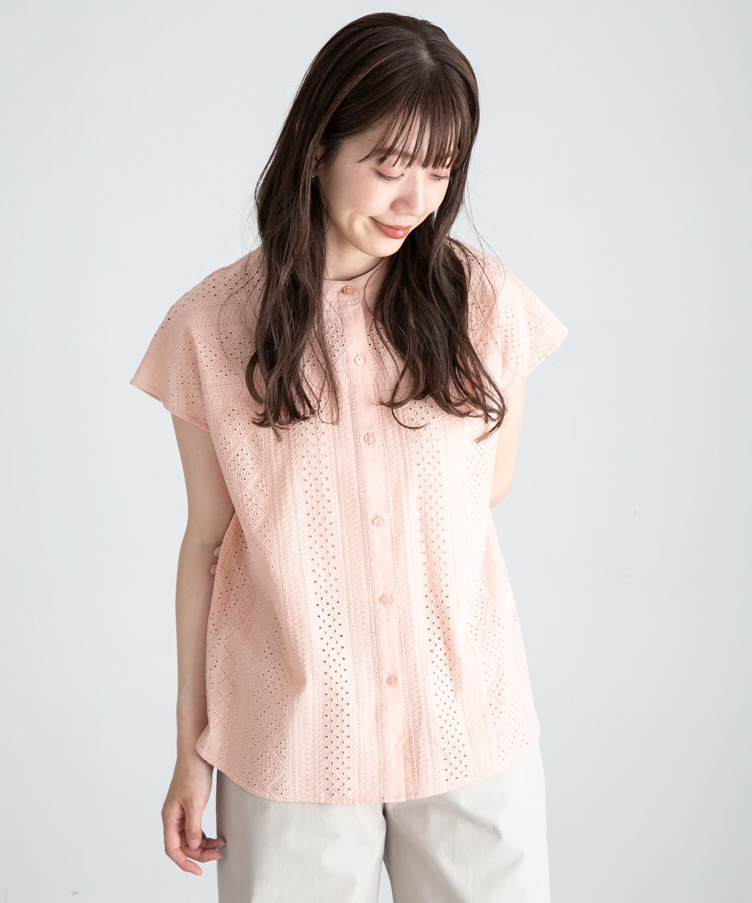 Sonny Label 「『WEB限定』バンドカラーコットンレースシャツ」|シャツ・ブラウス|