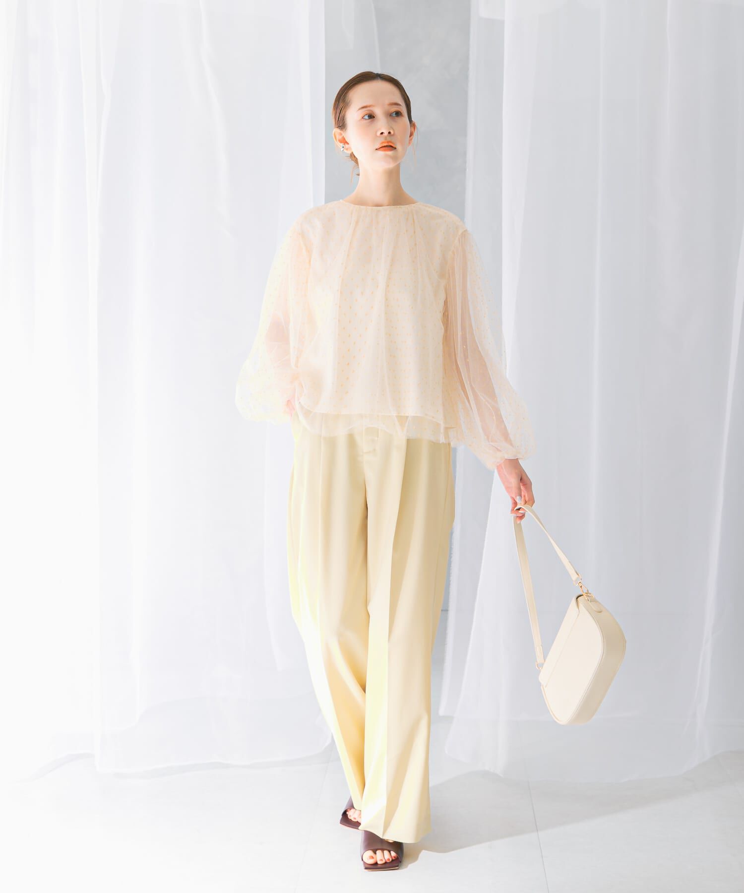 URBAN RESEARCH ROSSO「ラメチュールギャザーブラウス」|シャツ・ブラウス|