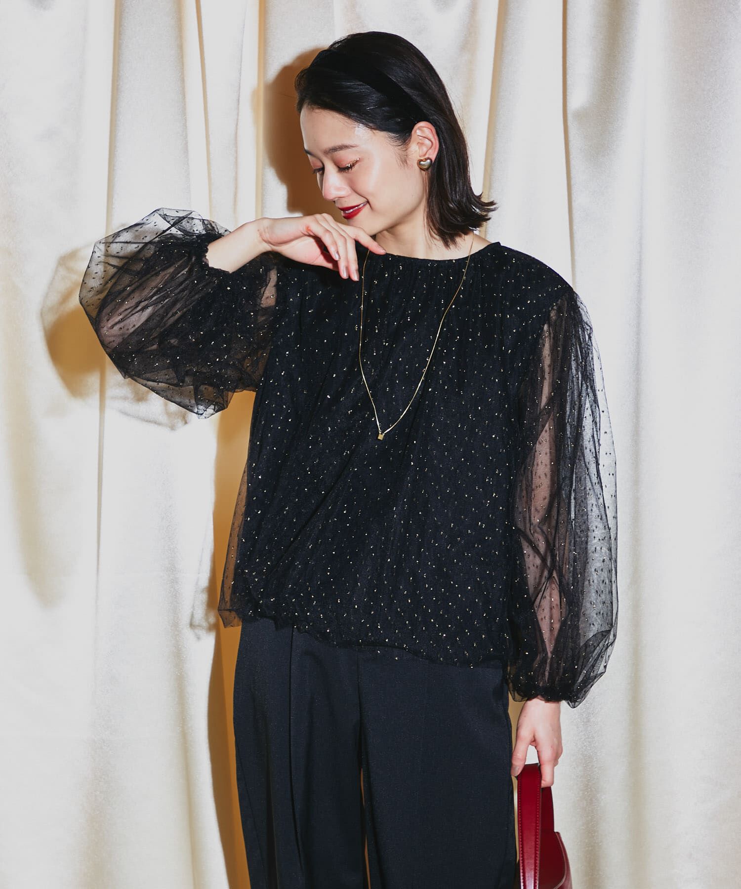 URBAN RESEARCH ROSSO「ラメチュールギャザーブラウス」|シャツ・ブラウス|