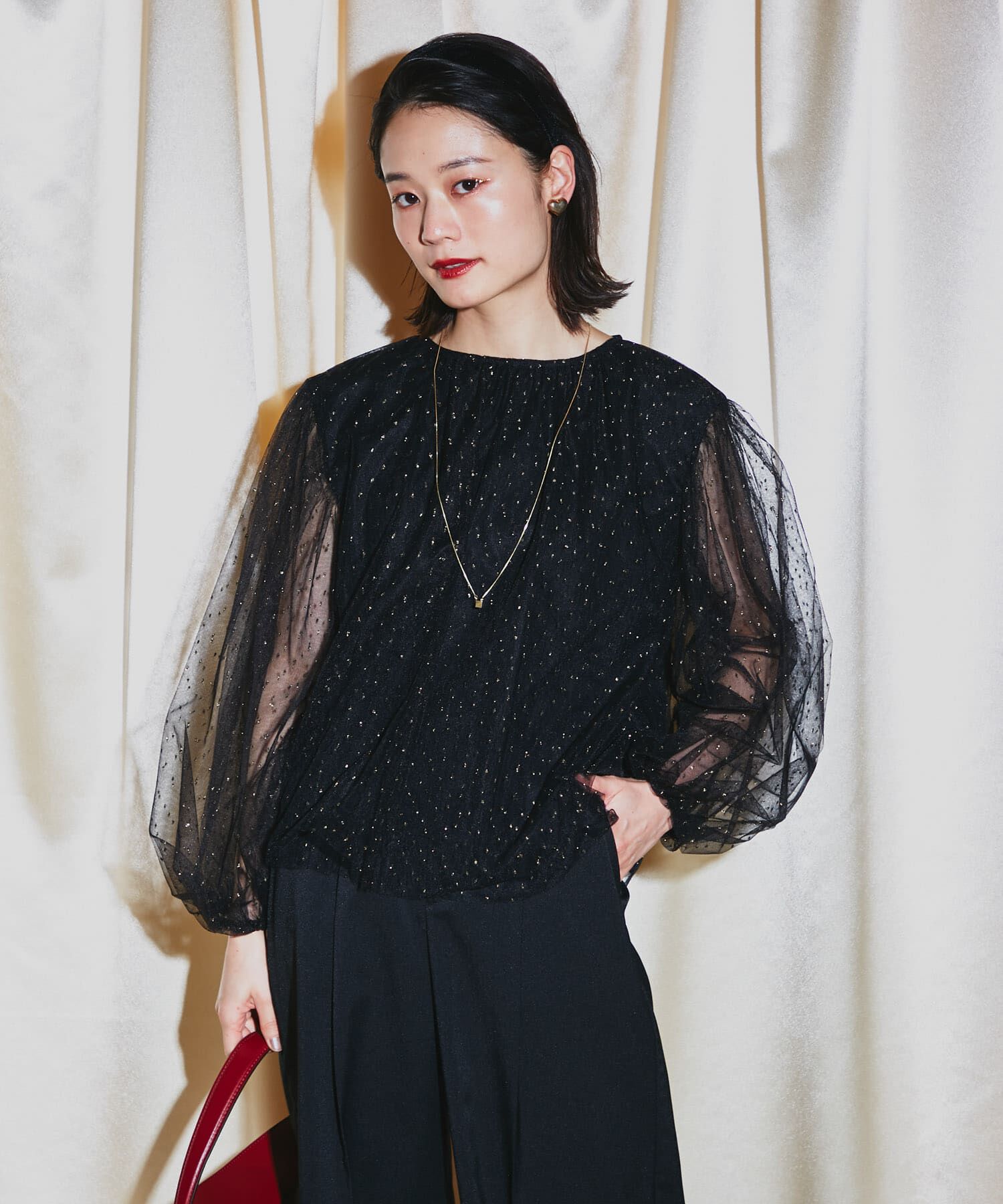 URBAN RESEARCH ROSSO「ラメチュールギャザーブラウス」|シャツ・ブラウス|