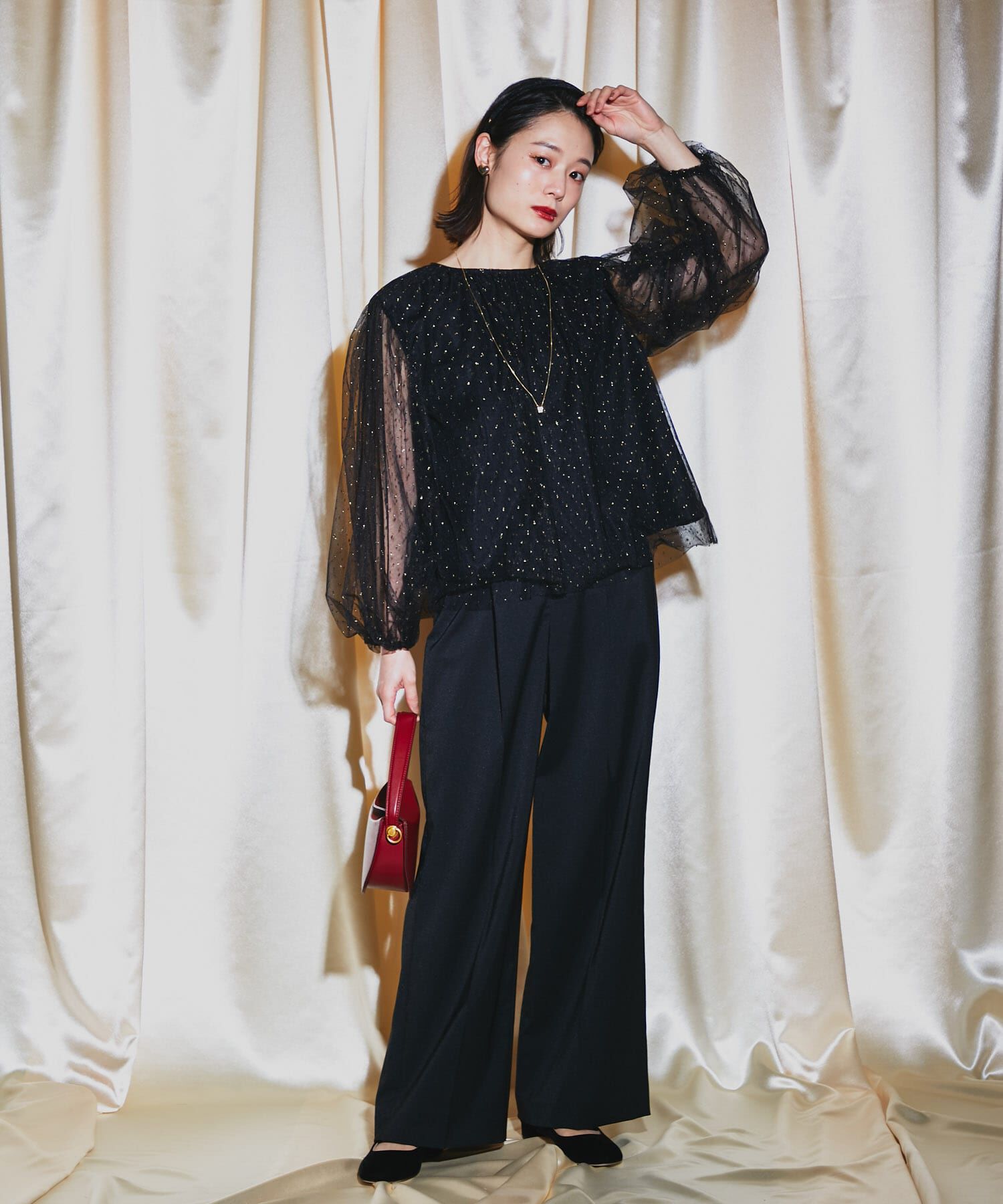 URBAN RESEARCH ROSSO「ラメチュールギャザーブラウス」|シャツ・ブラウス|