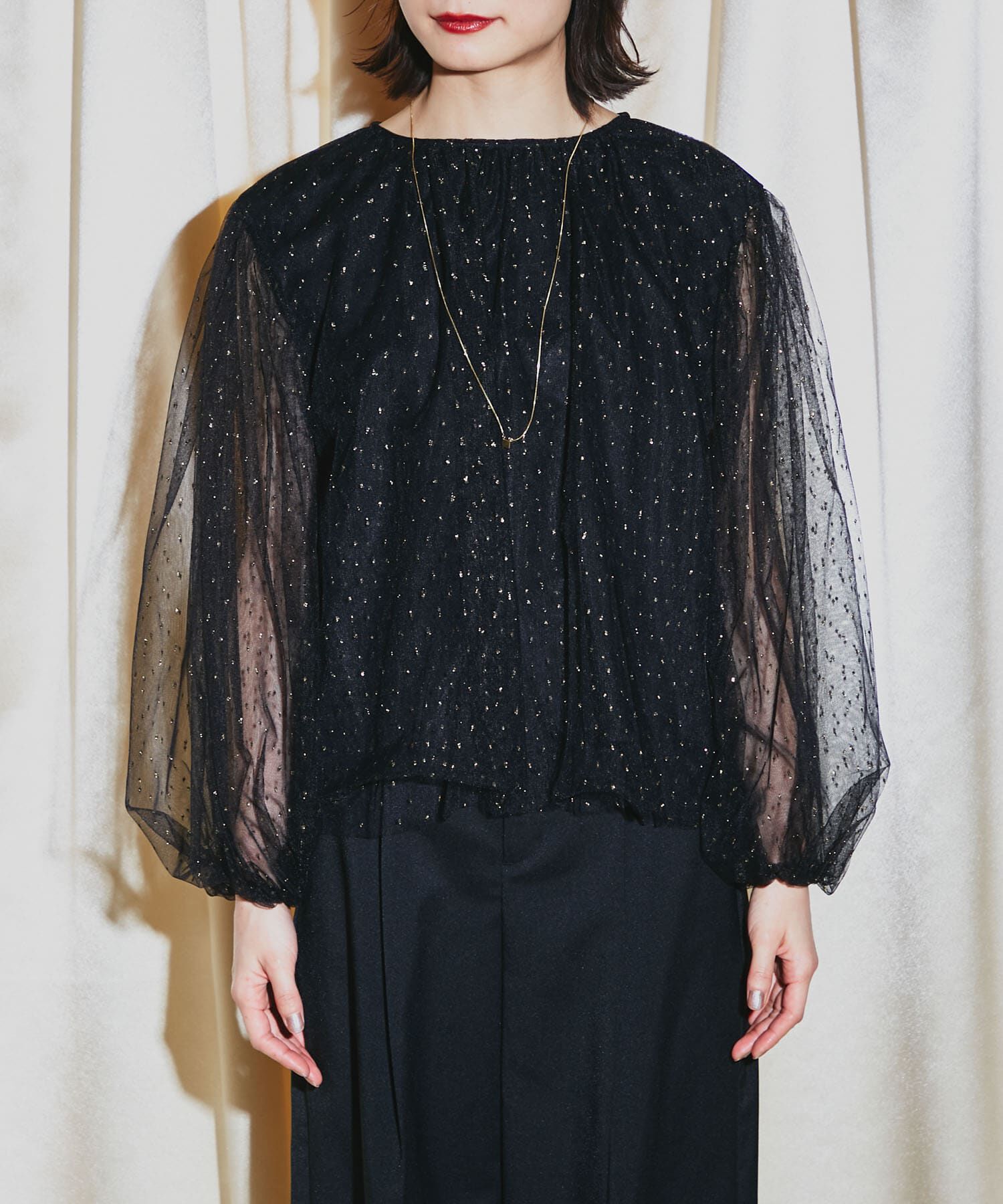 URBAN RESEARCH ROSSO「ラメチュールギャザーブラウス」|シャツ・ブラウス|