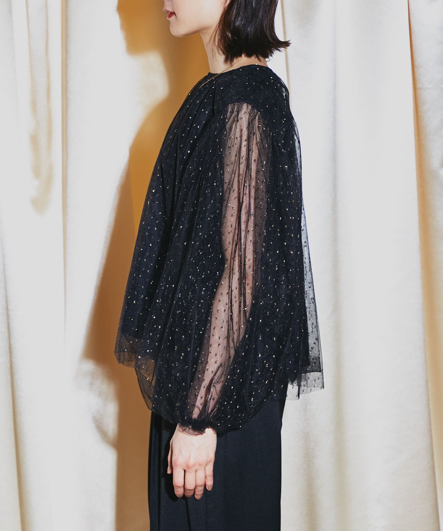 URBAN RESEARCH ROSSO「ラメチュールギャザーブラウス」|シャツ・ブラウス|