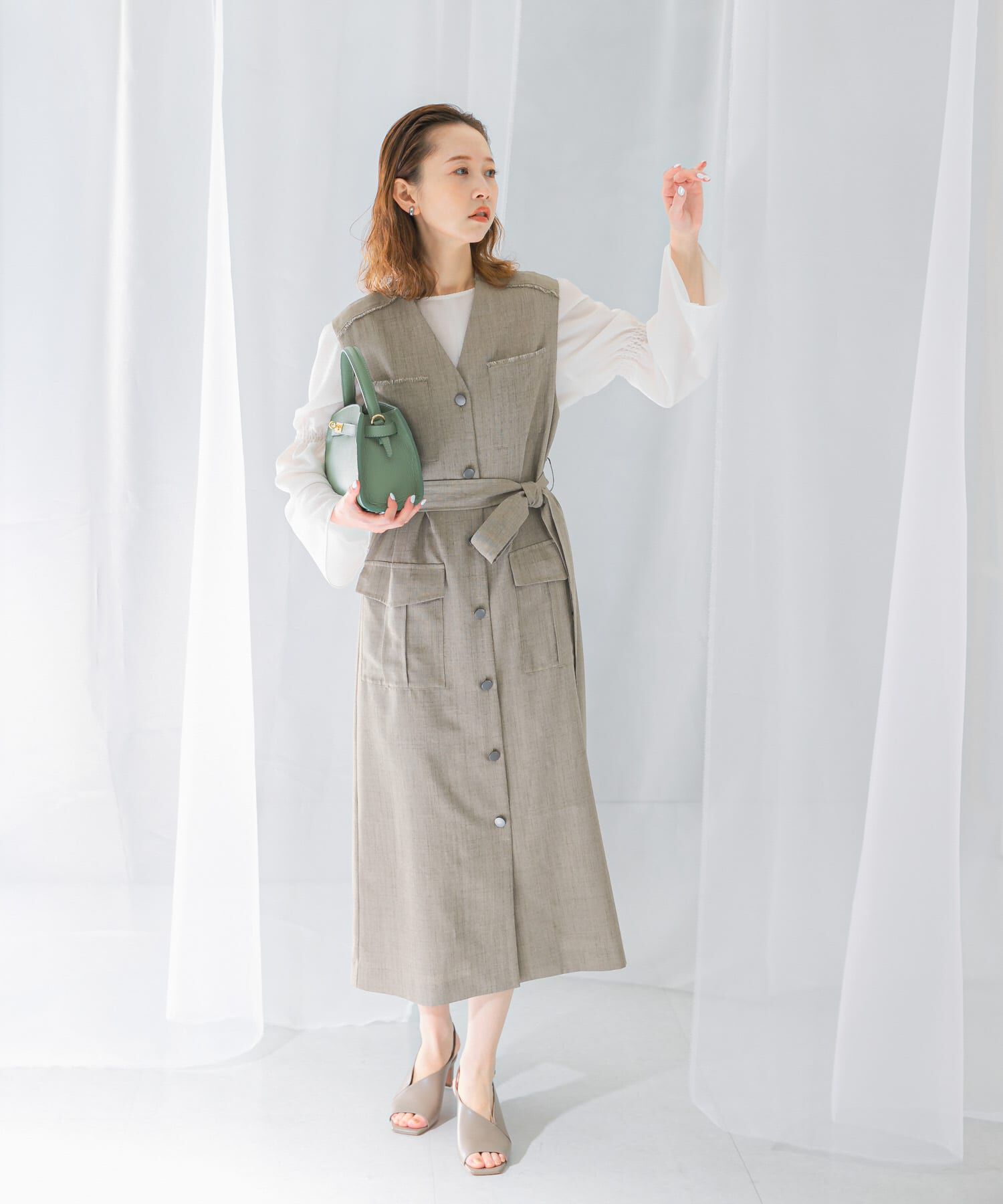 URBAN RESEARCH ROSSO「シャーリングベルスリーブブラウス」|シャツ・ブラウス|