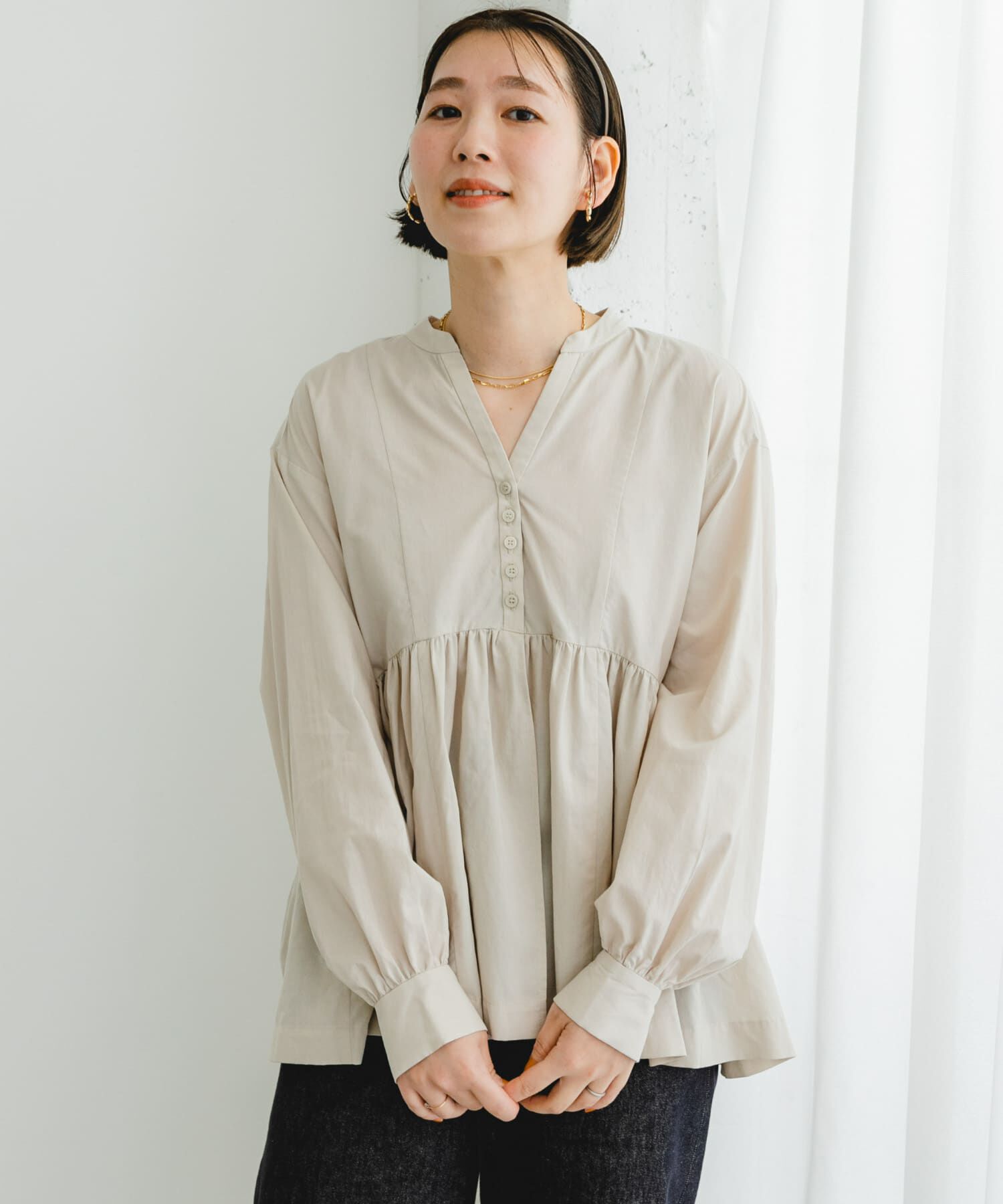 URBAN RESEARCH ROSSO「F by ROSSO　ティアードギャザーブラウス」|シャツ・ブラウス|ベージュ系その他