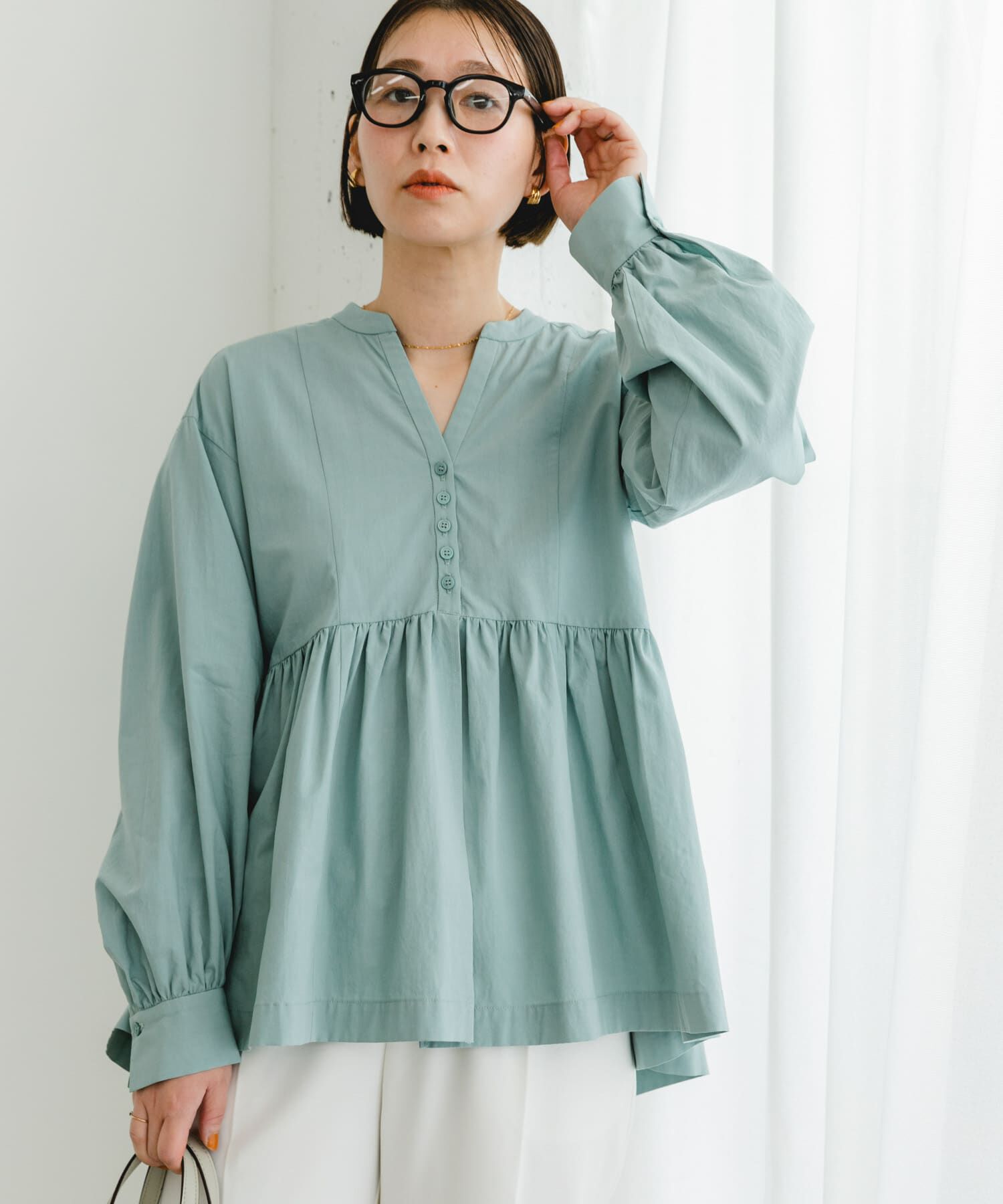URBAN RESEARCH ROSSO「F by ROSSO　ティアードギャザーブラウス」|シャツ・ブラウス|ミント