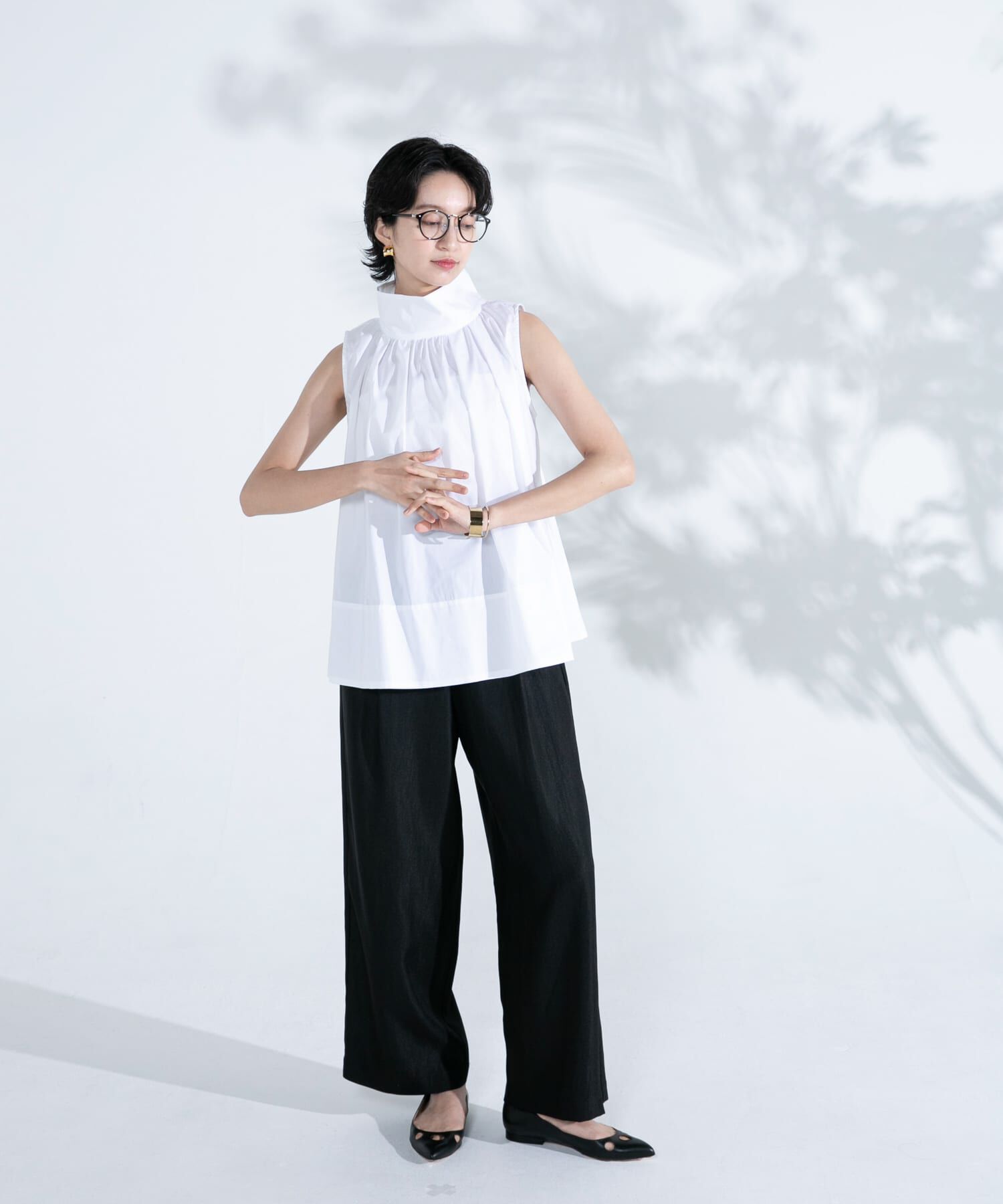 URBAN RESEARCH ROSSO「バックボタンハイネックフレアブラウス」|シャツ・ブラウス|