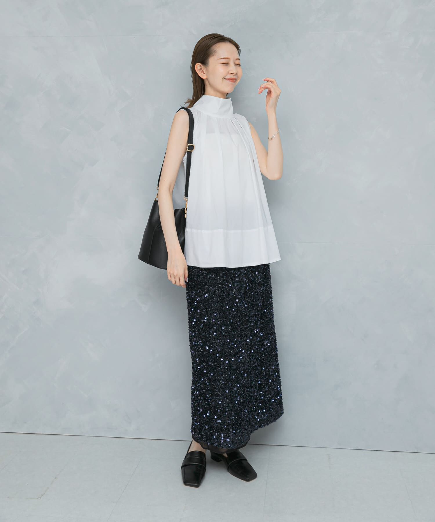 URBAN RESEARCH ROSSO「バックボタンハイネックフレアブラウス」|シャツ・ブラウス|