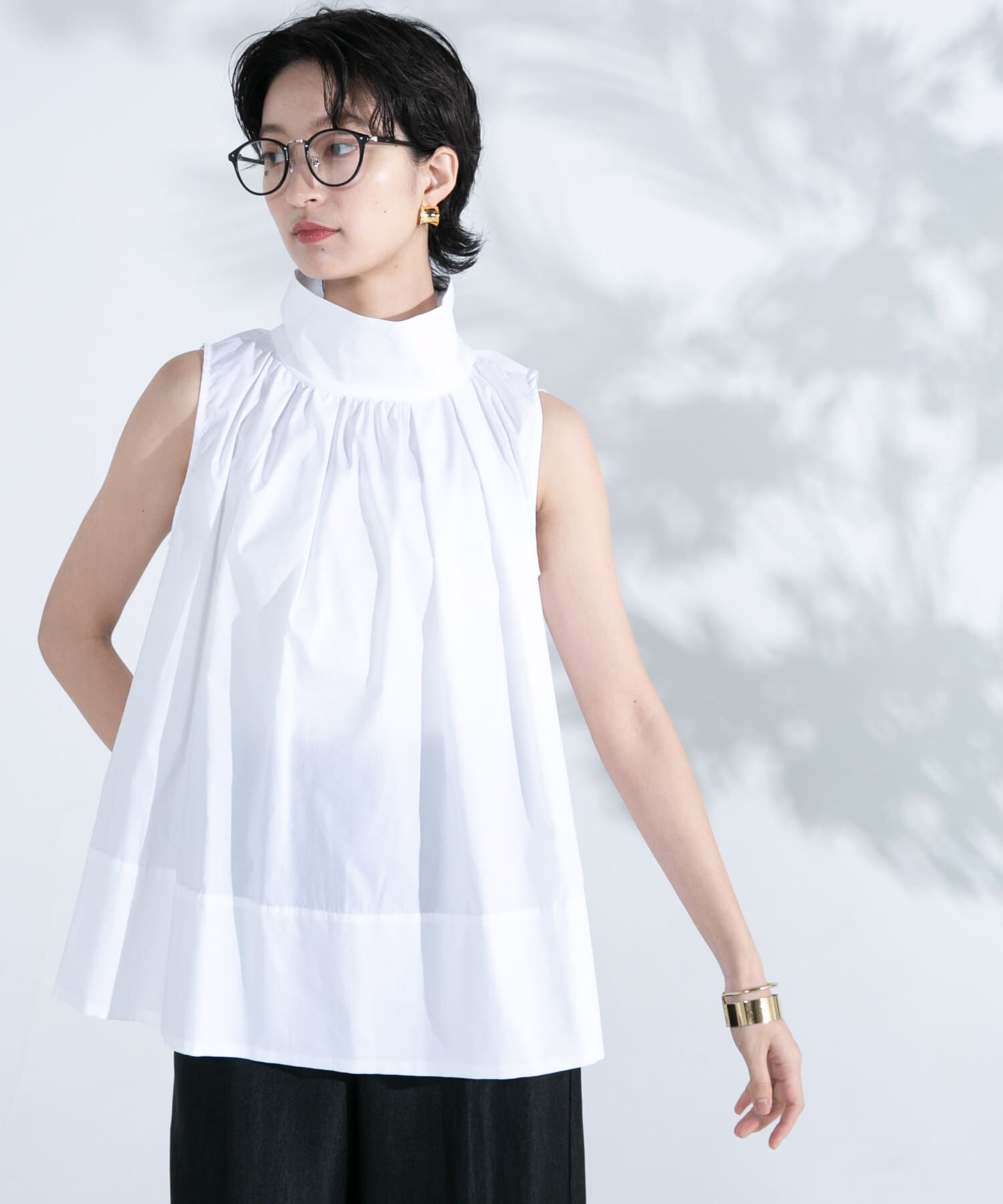 URBAN RESEARCH ROSSO「バックボタンハイネックフレアブラウス」|シャツ・ブラウス|