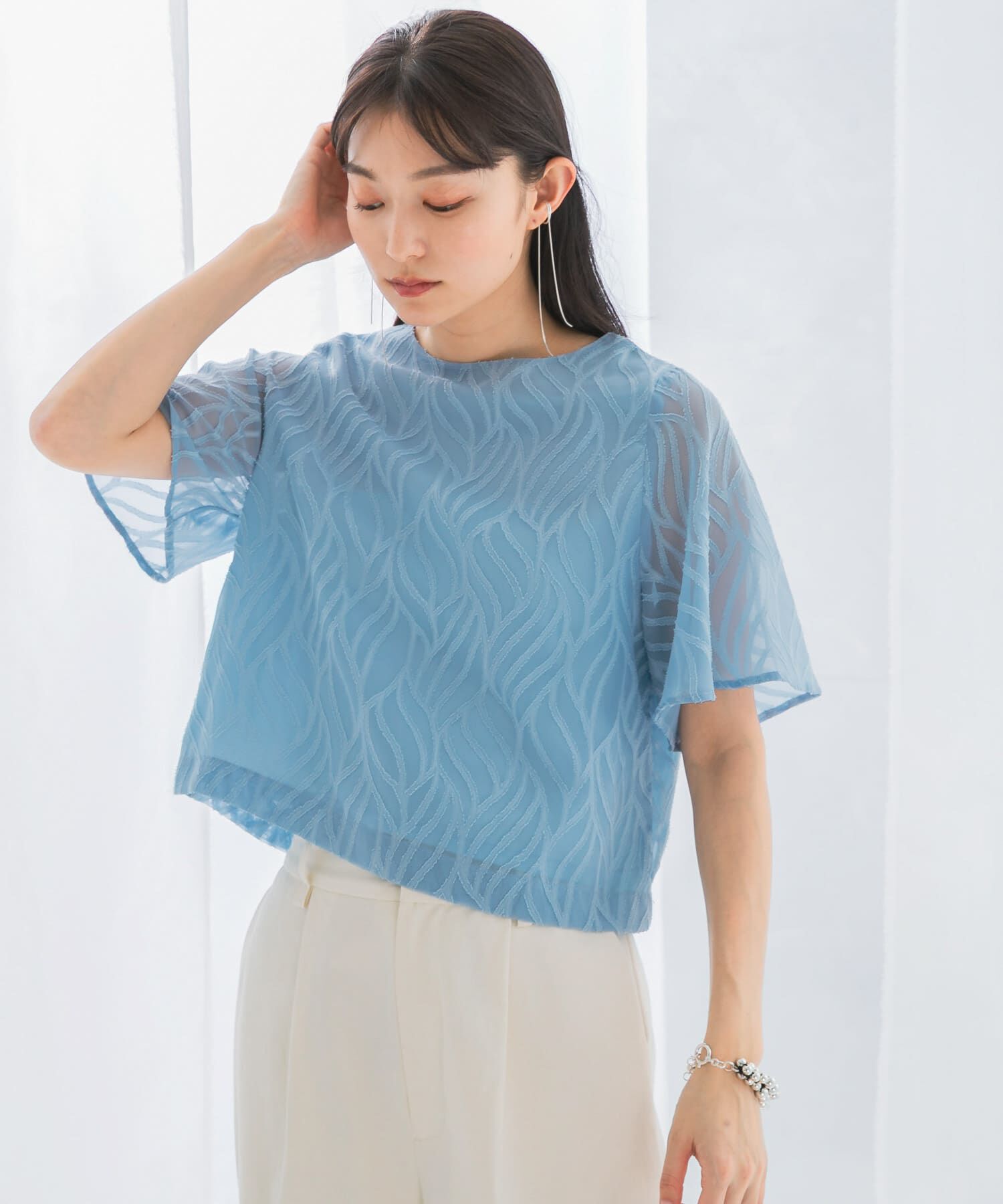 URBAN RESEARCH ROSSO「セミシアーカットジャガードブラウス」|シャツ・ブラウス|