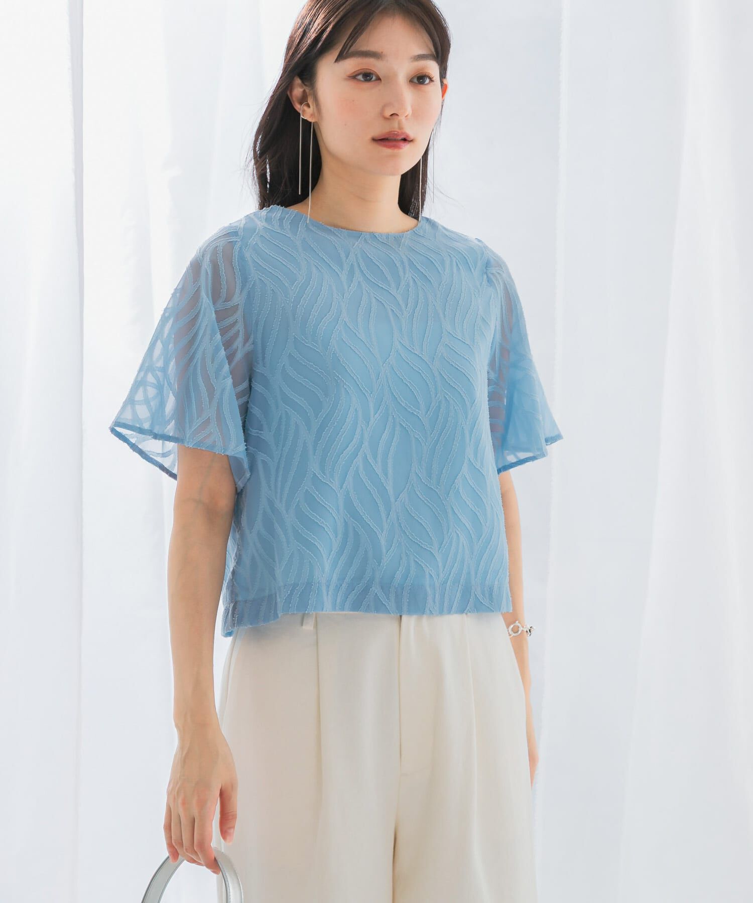 URBAN RESEARCH ROSSO「セミシアーカットジャガードブラウス」|シャツ・ブラウス|