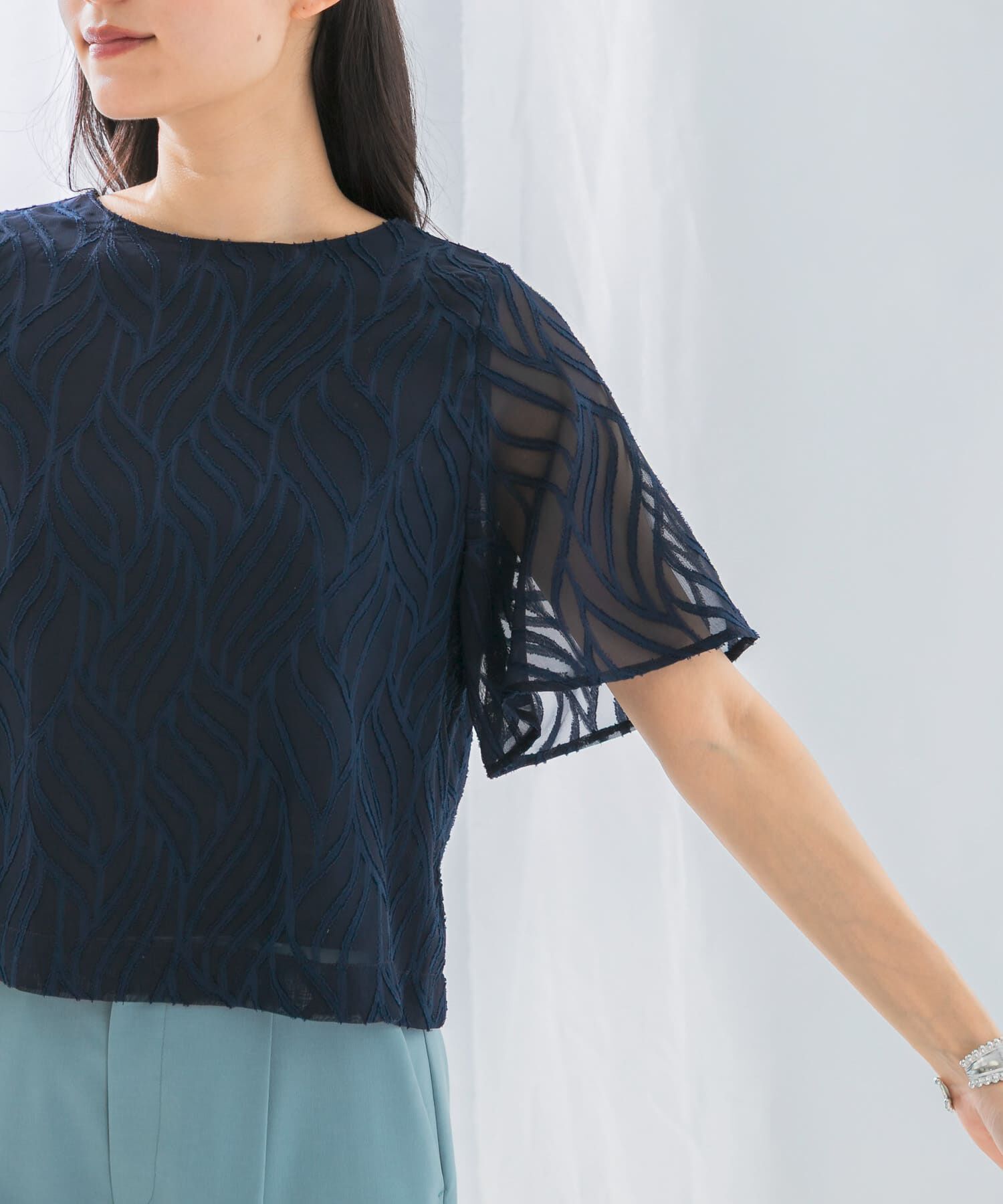 URBAN RESEARCH ROSSO「セミシアーカットジャガードブラウス」|シャツ・ブラウス|