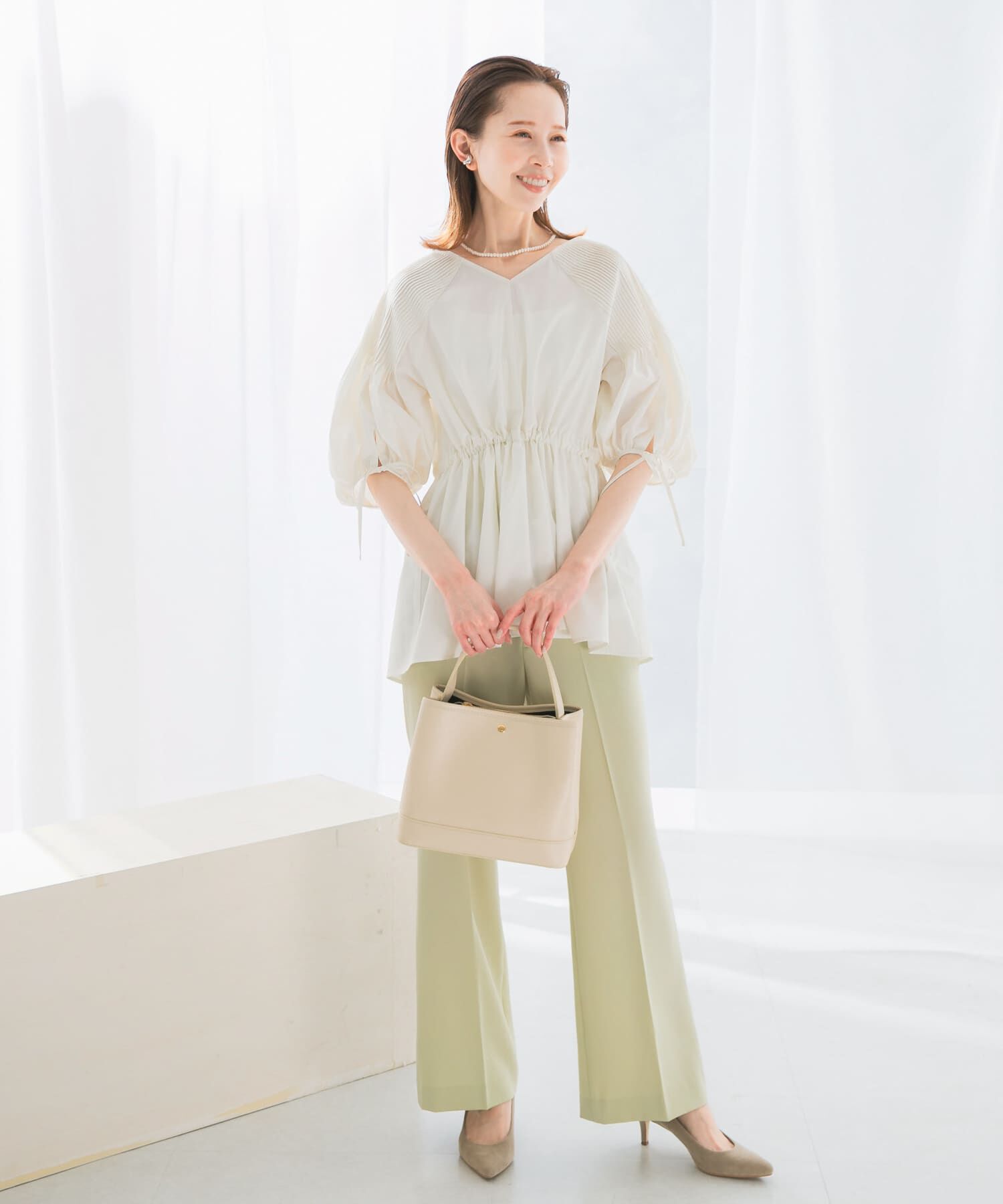 URBAN RESEARCH ROSSO「ピンタックウエストマークブラウス」|シャツ・ブラウス|