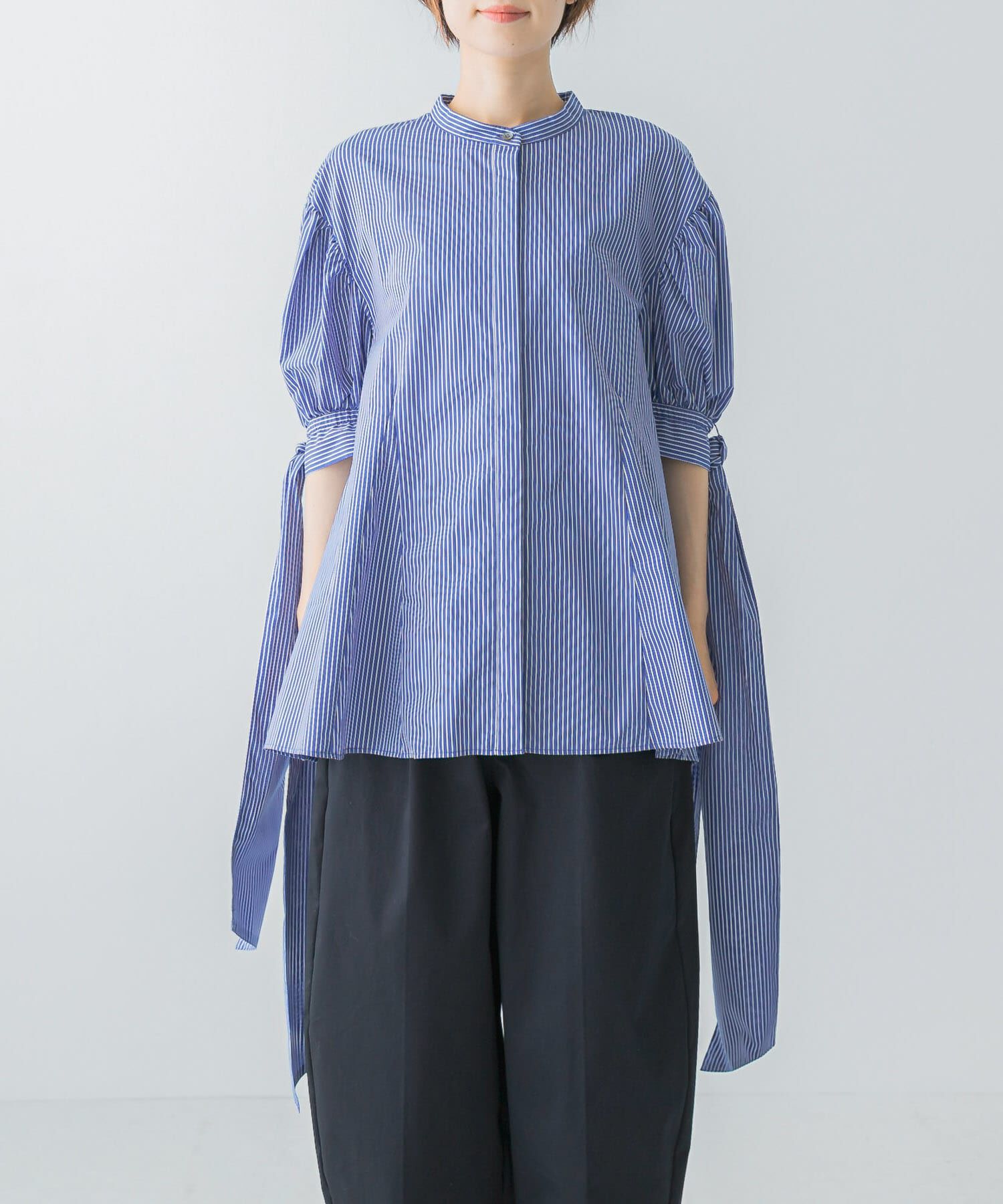 URBAN RESEARCH ROSSO「Mewl　ストライプBIGリボンシャツ」|シャツ・ブラウス|